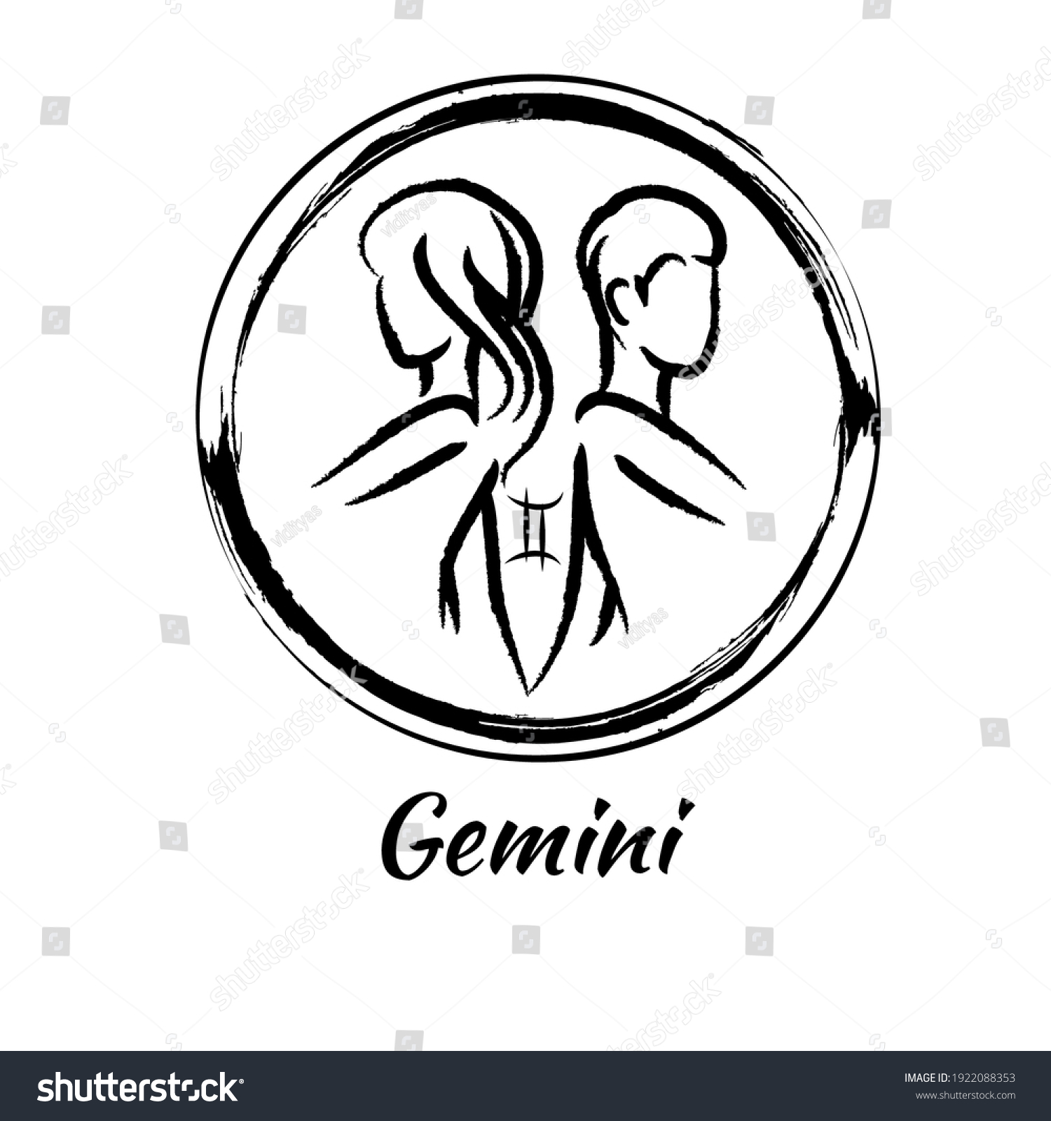 Black White Gemini Zodiac Sign Symbol Stock Vector (Royalty Free ...