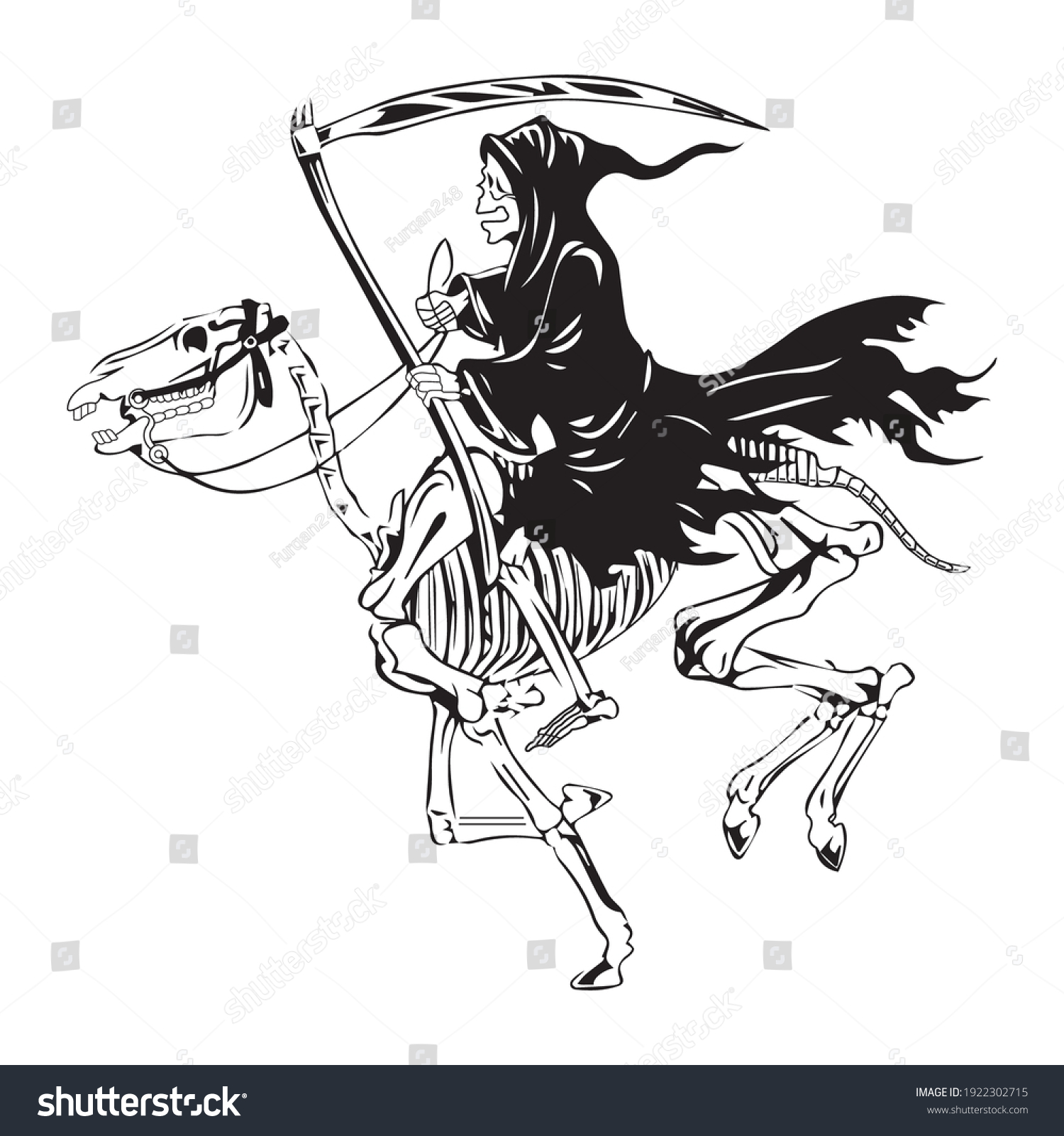 Ghost Riding On Skeleton Horse Vector Stock Vector (Royalty Free ...