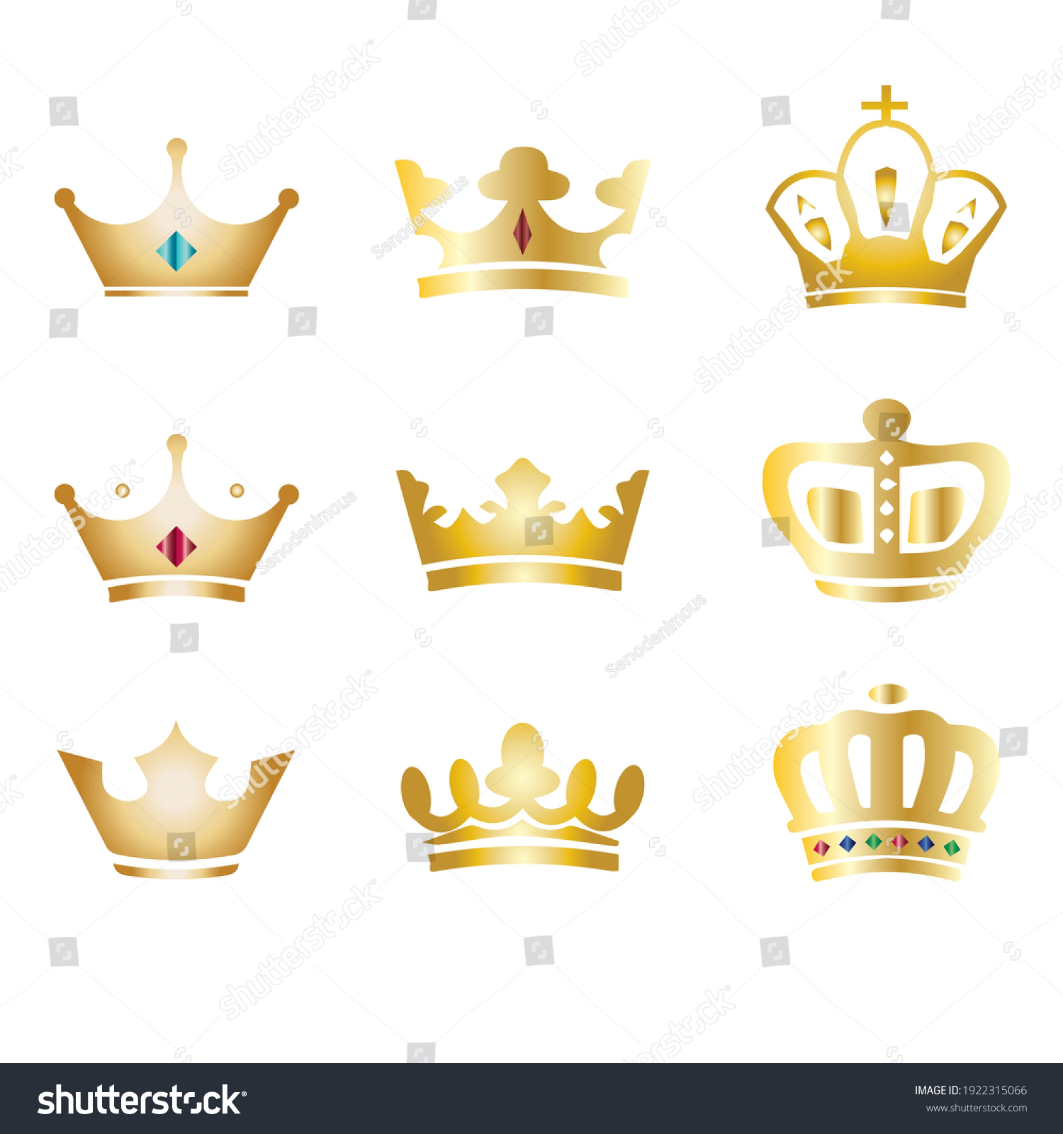 Golden Royal Crowns Icon Set Crowns Stock Vector (Royalty Free ...