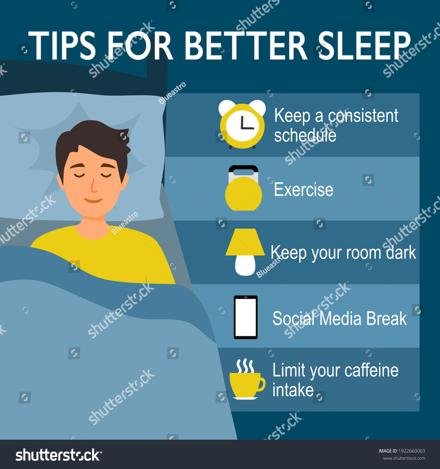 Tips Better Sleep Night Infographics Sleeping Stock Vector (Royalty ...