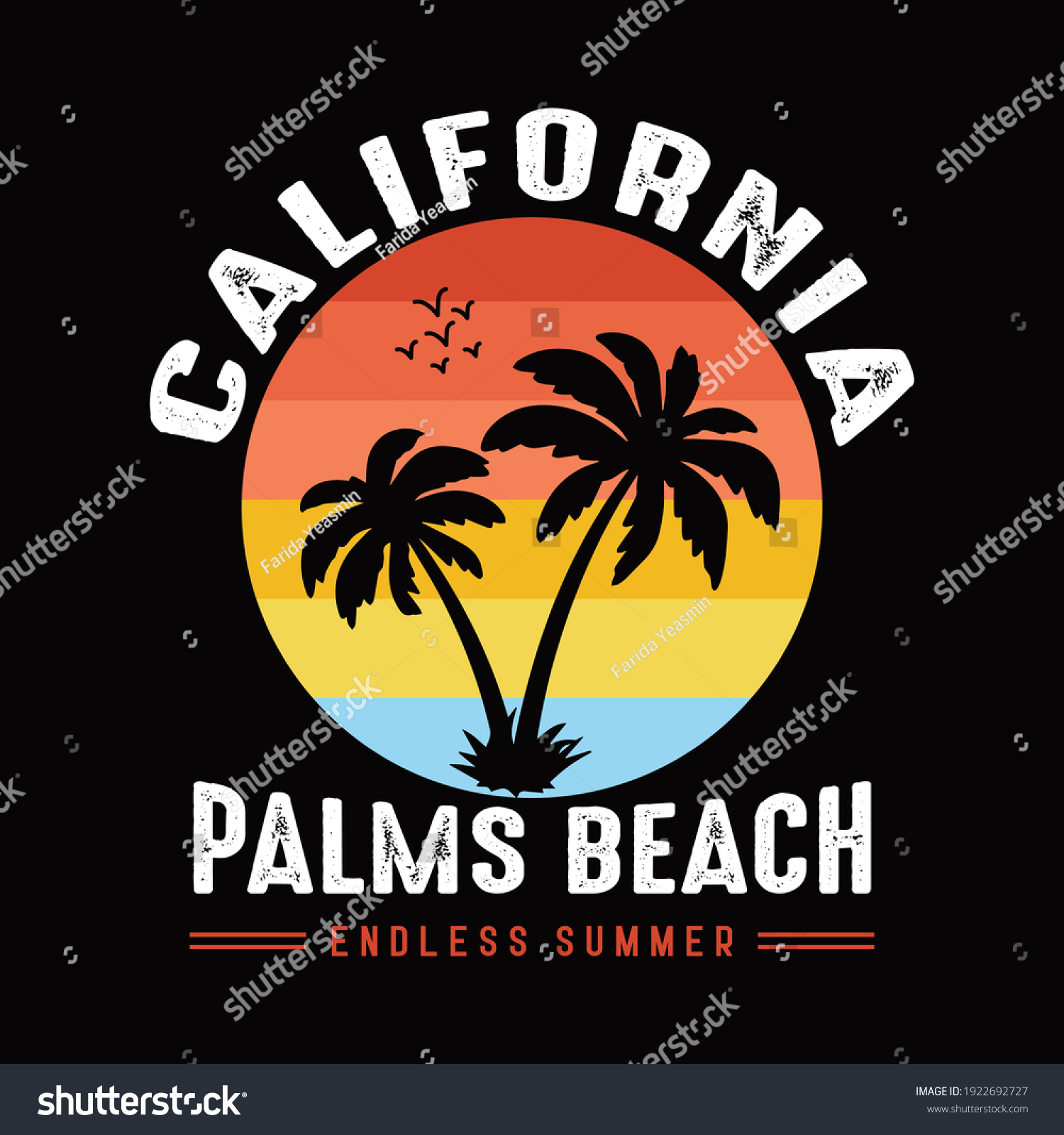 California Palms Beach Endless Summer Slogan Stock Vector (Royalty Free ...