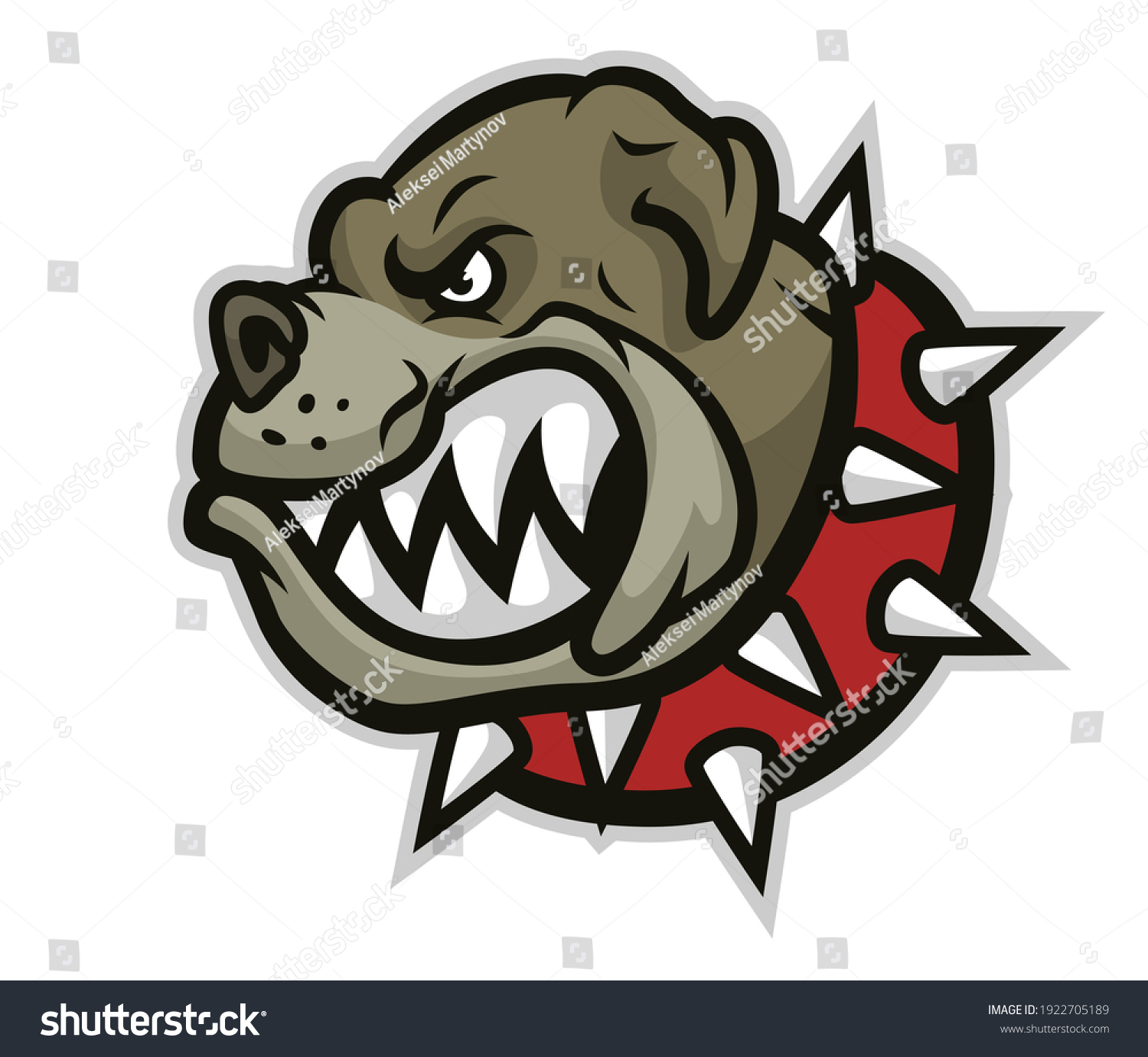 Stylized Mad Bulldog Head Spiked Collar Stock Vector (royalty Free 