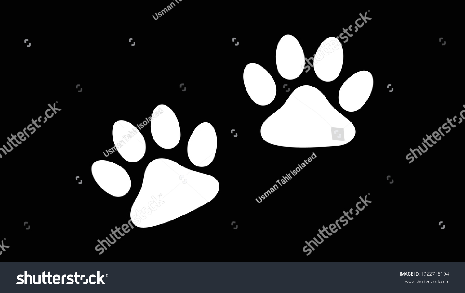 Paw Prints Dog Isolated On Black Stock Vector (Royalty Free) 1922715194 ...