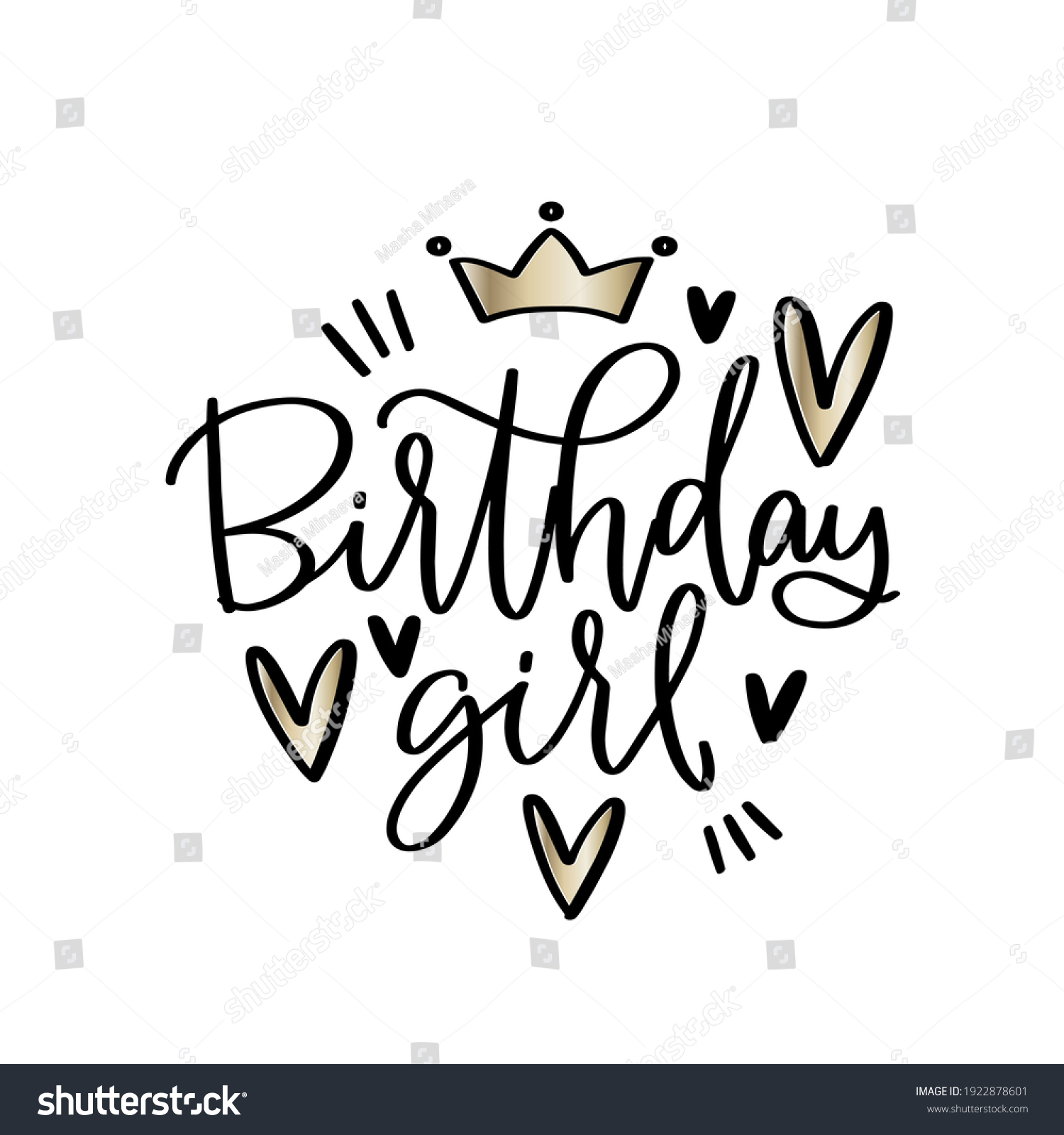 Birthday Girl Vector Design Golden Crown Stock Vector (Royalty Free ...