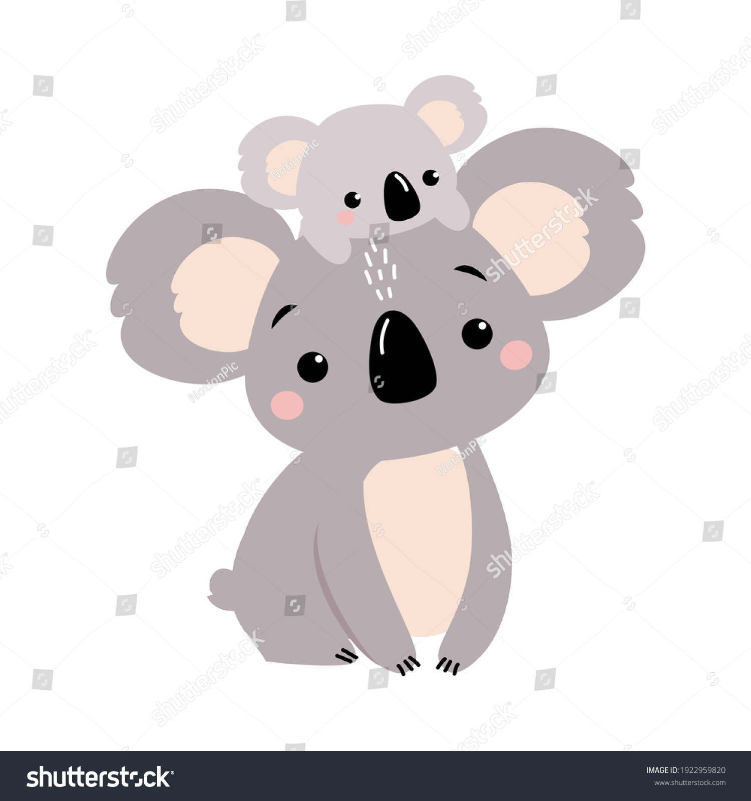 Cute Mother Koala Her Little Baby Stock Vector (Royalty Free ...