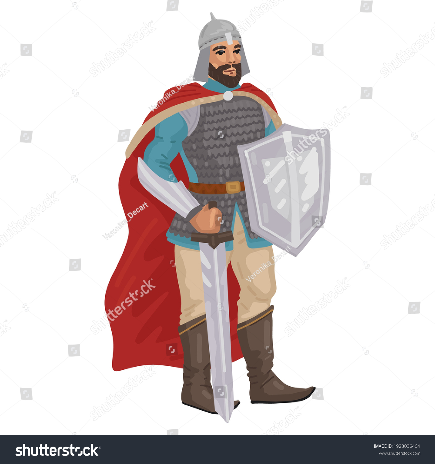 Warrior Knight Sword Medieval Military Character Stock Vector (Royalty ...