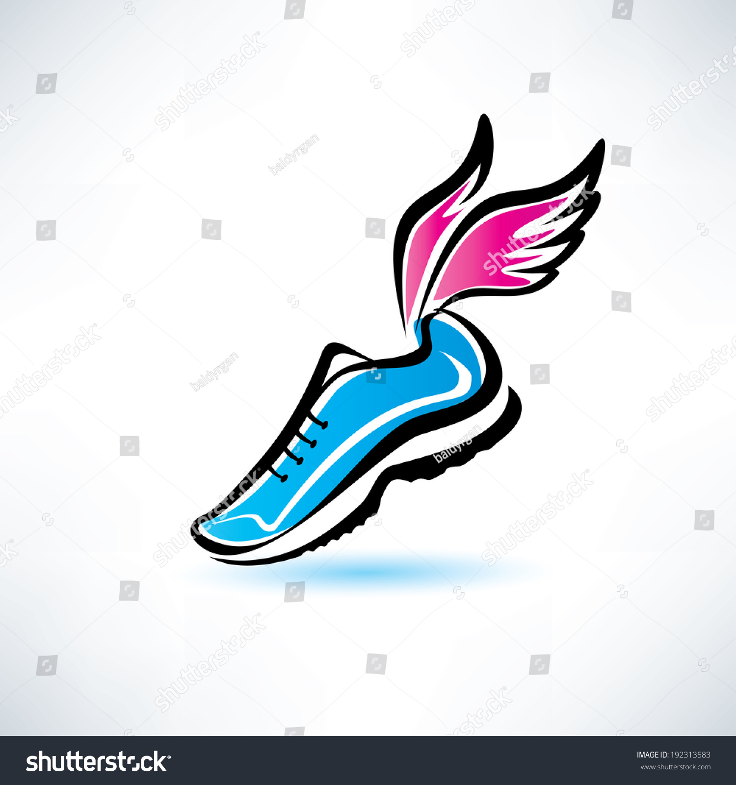 Sneakers Wings Outlined Sport Shoes Illustration Stock Vector (Royalty ...