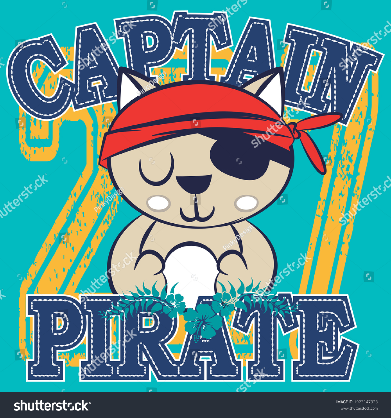 Illustration Vector Cute Cat Pirate Text Stock Vector Royalty Free