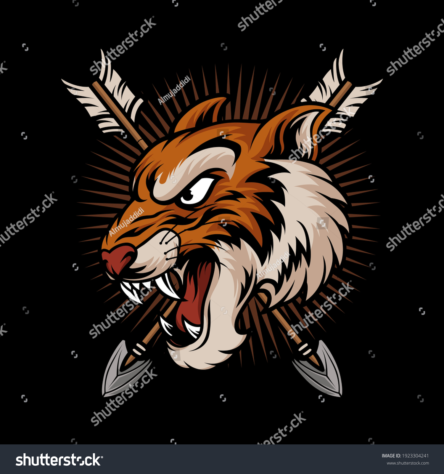 Vintage Tiger Head Vector Illustration Stock Vector (Royalty Free ...