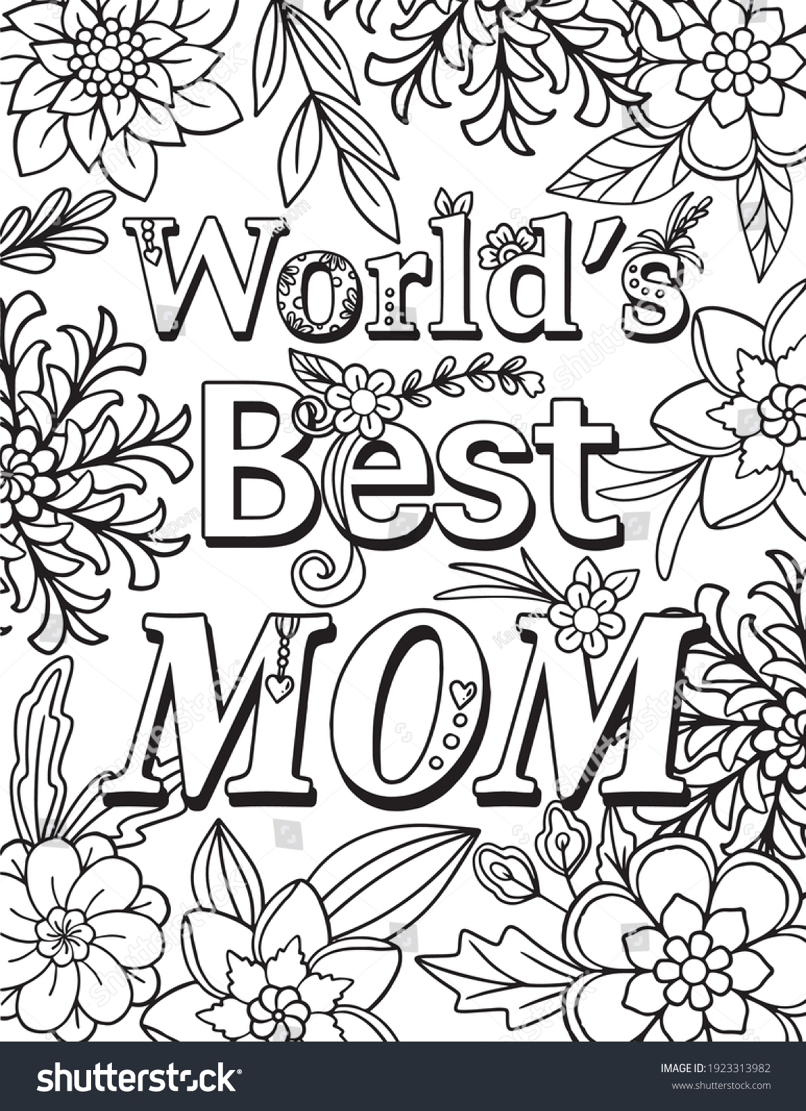 Worlds Best Mom Font Flowers Pattern Stock Vector (Royalty Free ...