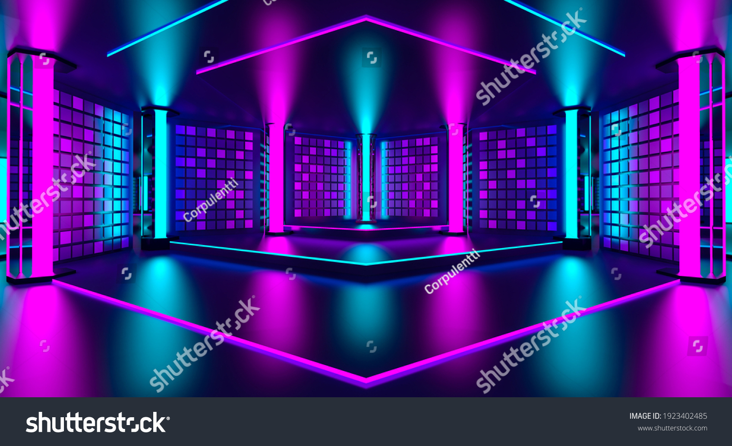 3d Pink Violet Blue Neon Abstract Stock Illustration 1923402485 ...