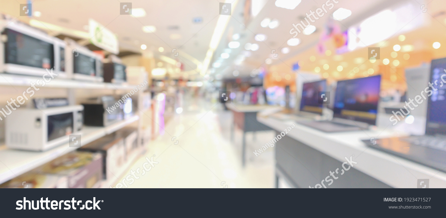 Stock Photo Electronic Department Store Show Laptop Computer And Home Appliance With Bokeh Light Blurred 1923471527 