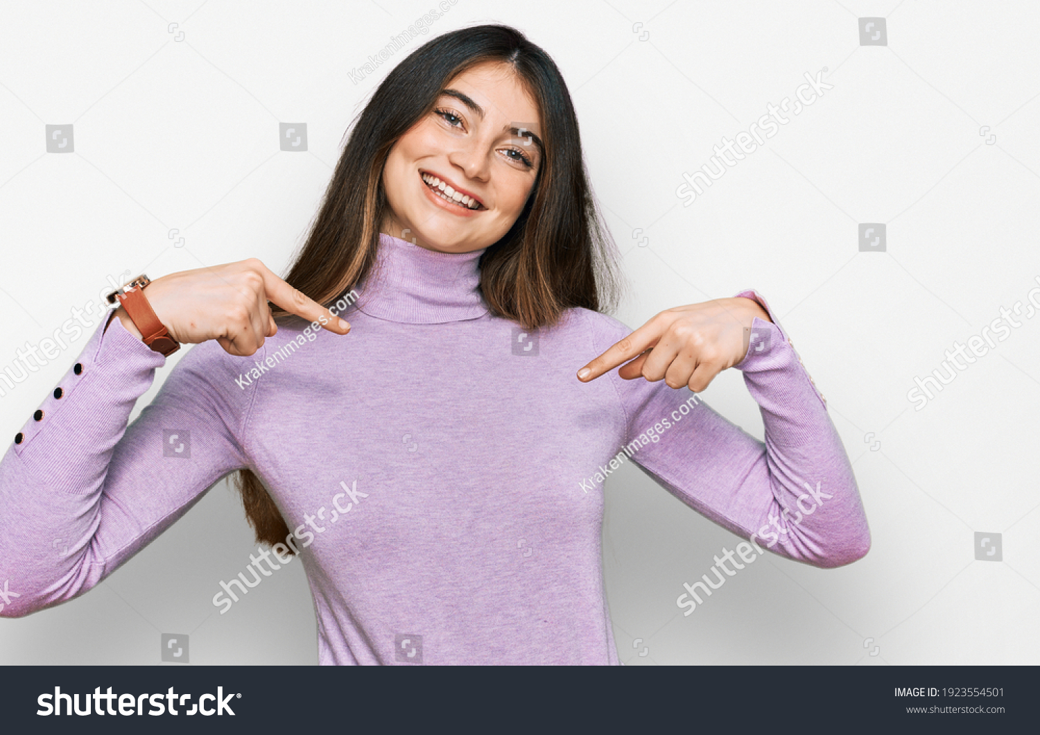 Young Beautiful Teen Girl Wearing Turtleneck Stock Photo 1923554501 ...