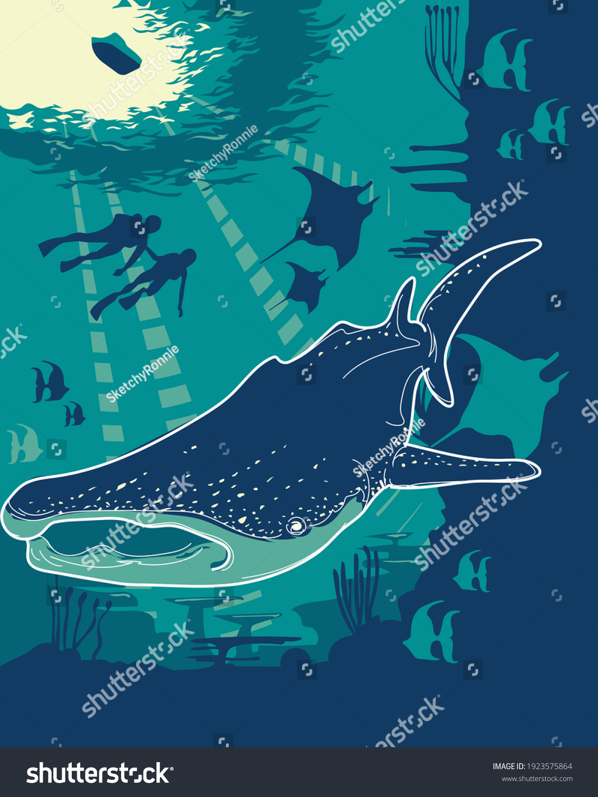 Whale Shark Design Vector Underwater Stock Vector (Royalty Free ...