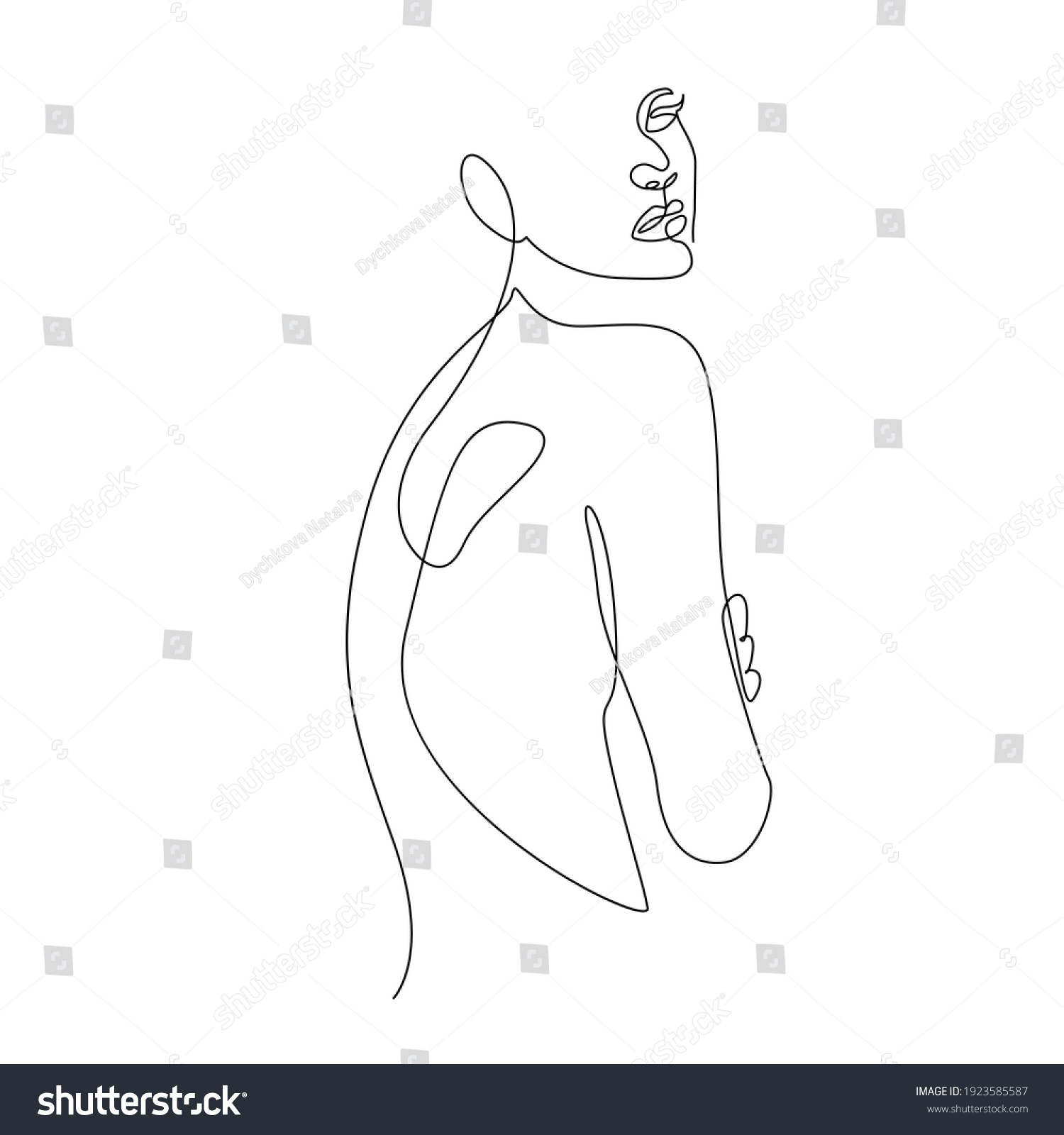 Continuous Line Drawing Woman Naked Body Stock Vector Royalty Free Shutterstock