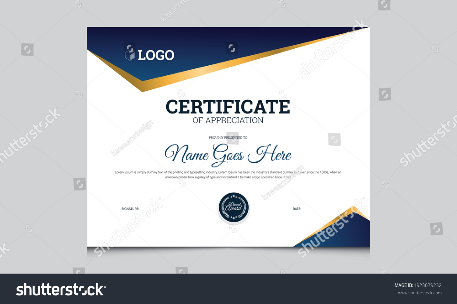 Certificate Appreciation Award Diploma Design Template Stock Vector ...