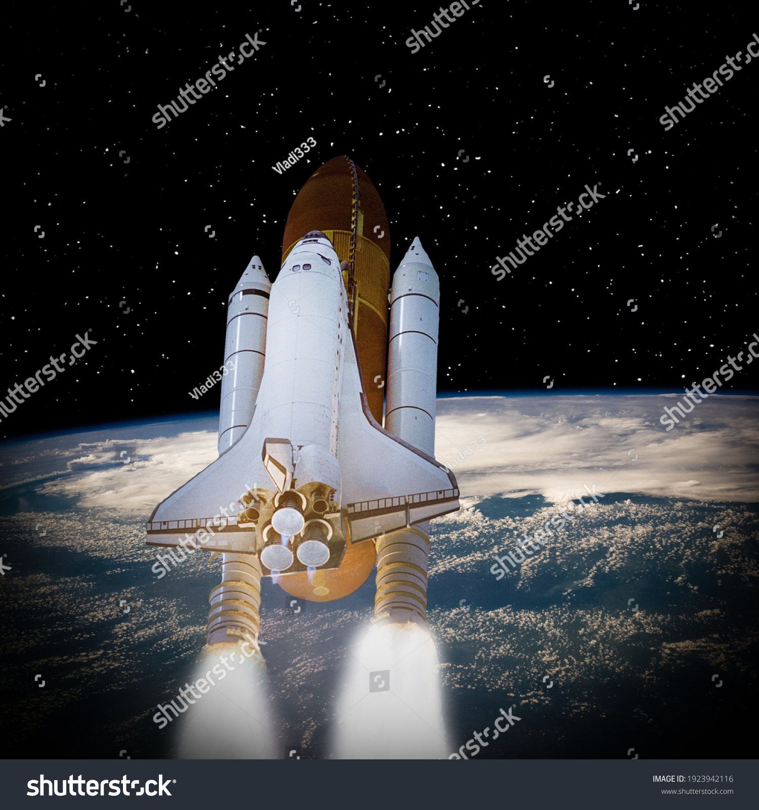 Rocket Above Earth Elements This Image Stock Photo 1923942116 ...