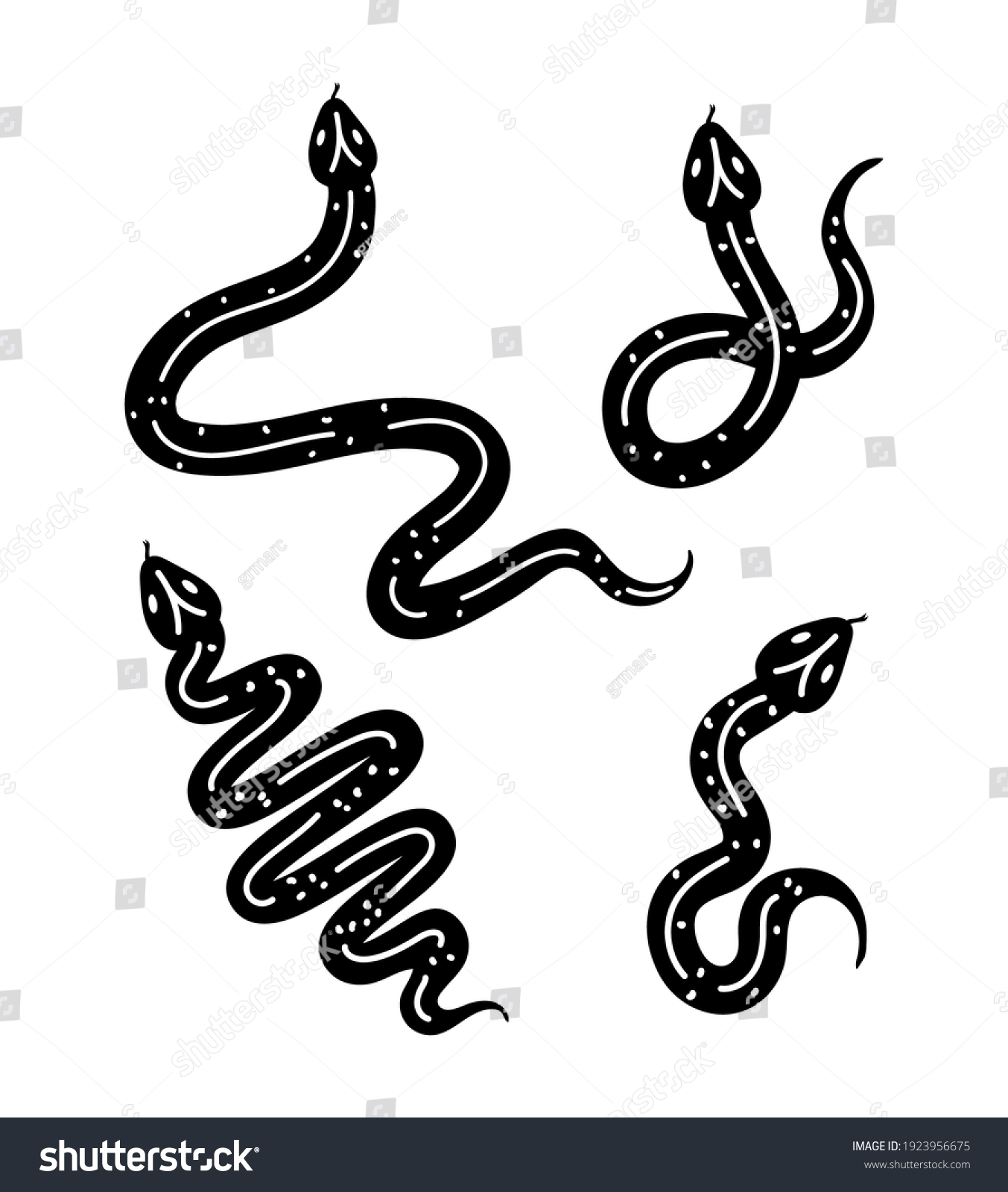 Set Minimalist Tattoo Snakes Vector Illustration Stock Vector (Royalty ...