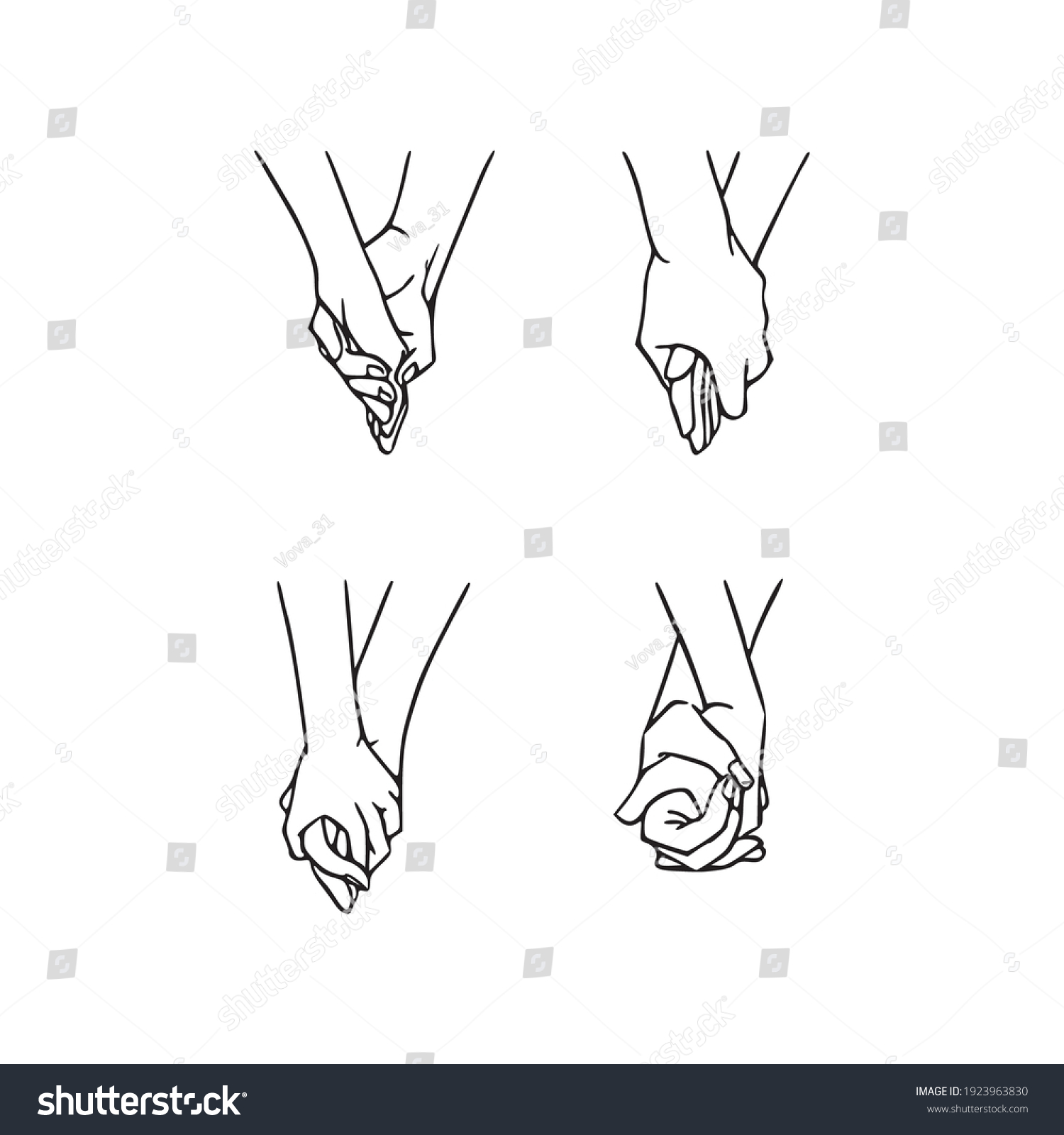 Male Female Hand Holding Hand Drawn Stock Vector (Royalty Free ...