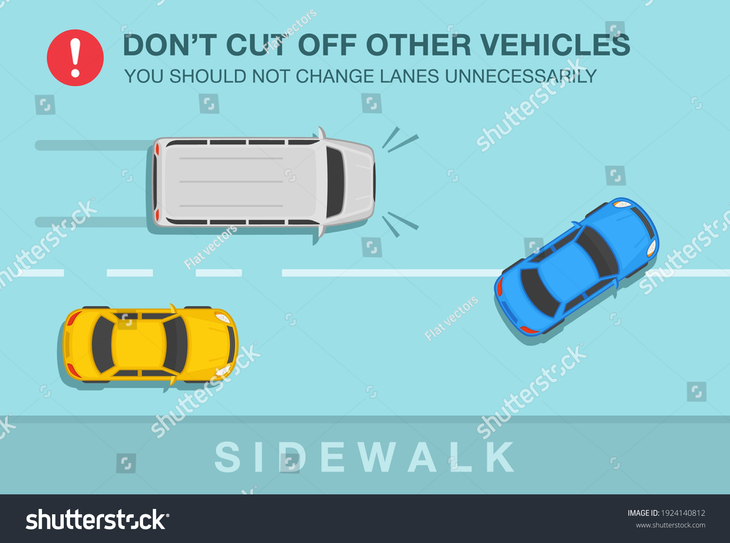 Sedan Car Driver Cuts Off Van Stock Vector (Royalty Free) 1924140812 ...