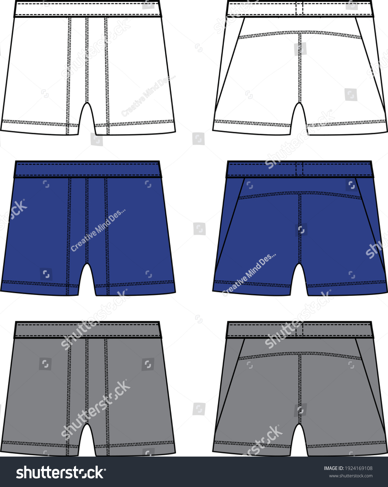 Boxer Shorts Fashion Flat Templates Stock Vector (Royalty Free ...