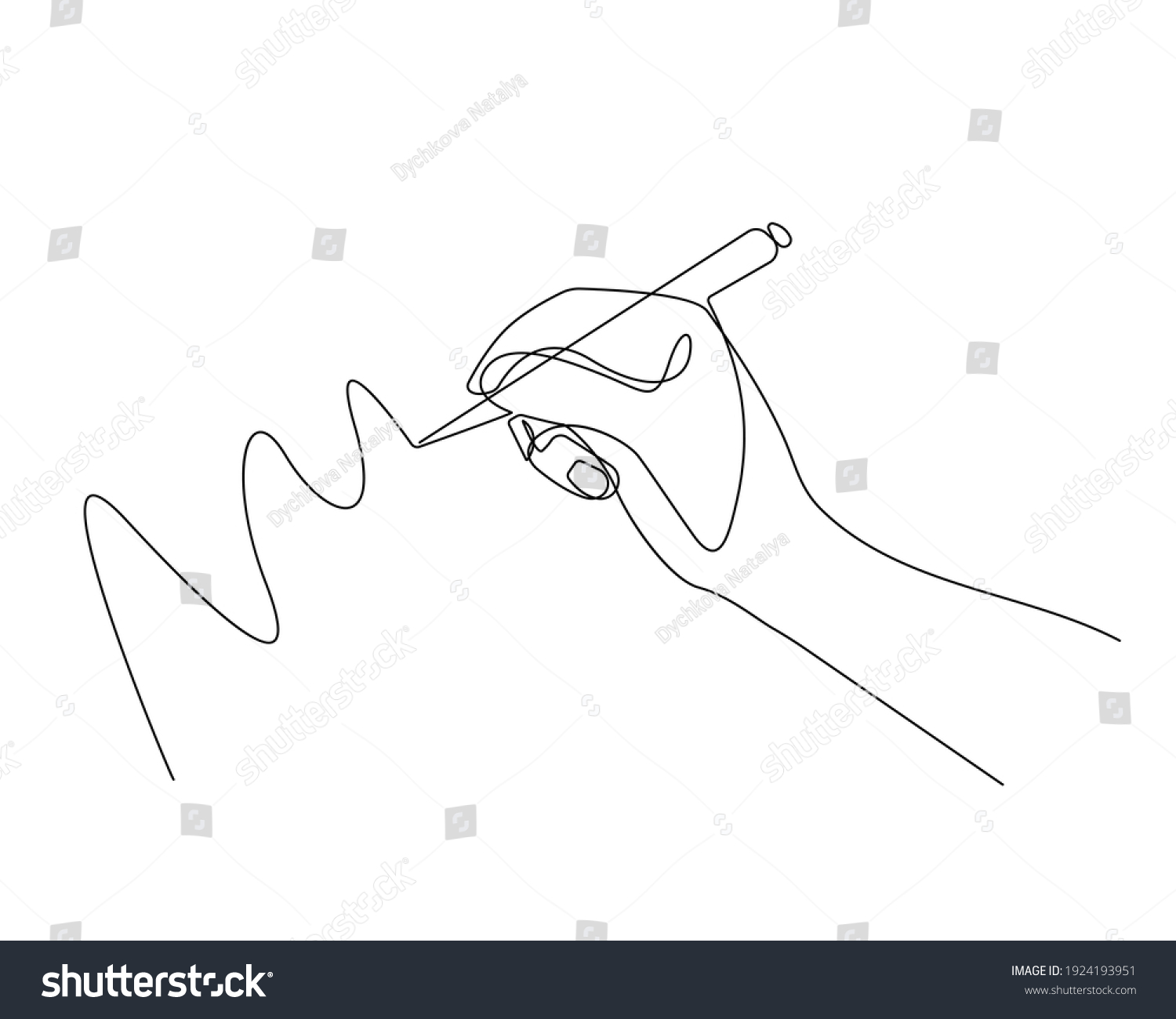 Hand Writes Continuous Line Art Drawing Stock Vector (Royalty Free ...