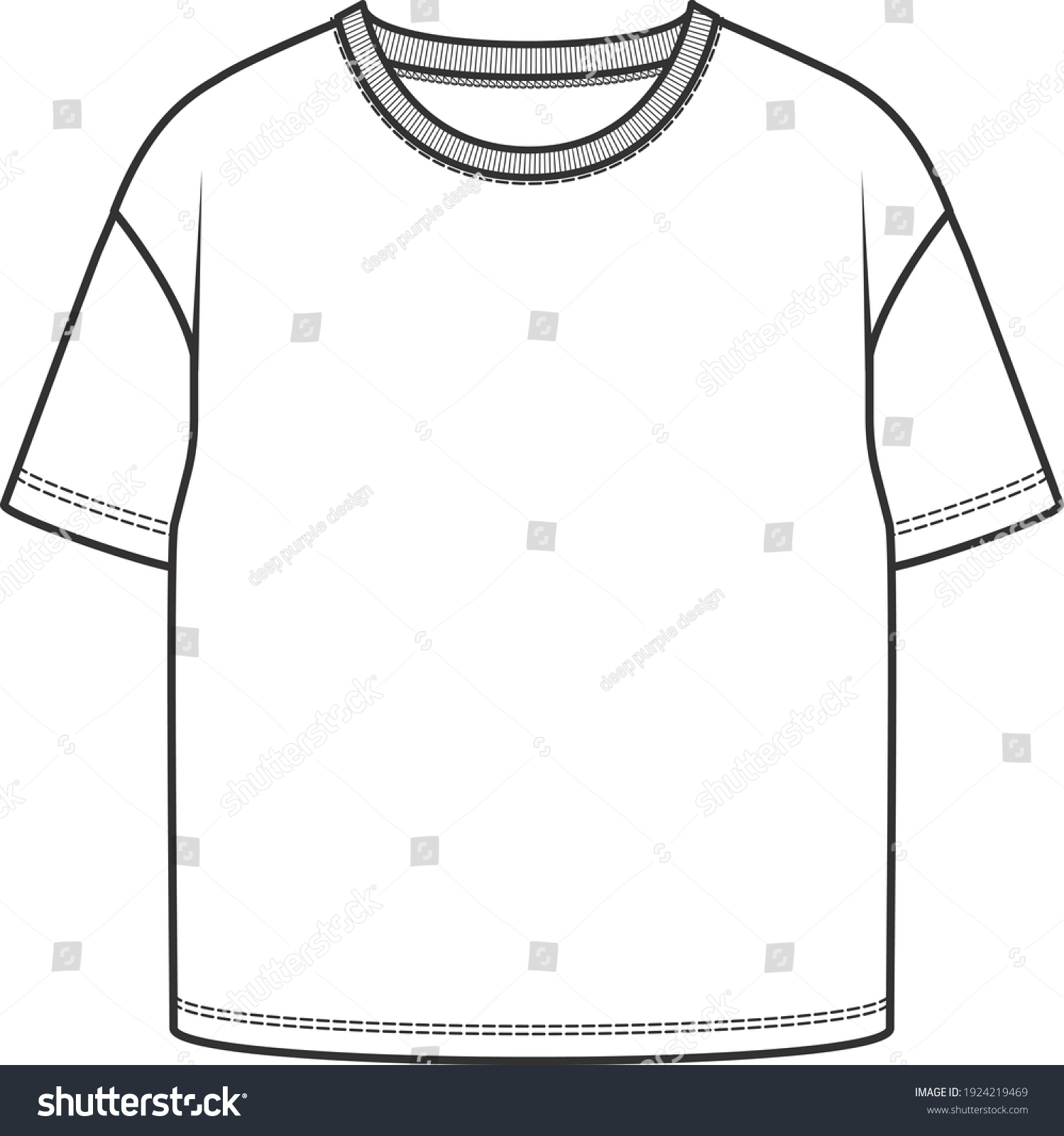 Womens T Shirt Fashion Flat Sketch Stock Vector Royalty Free