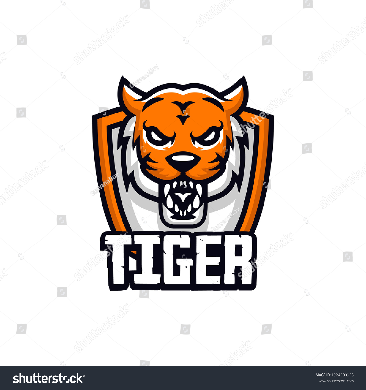 Tiger Badge Logo Design Template Stock Vector (Royalty Free) 1924500938 ...