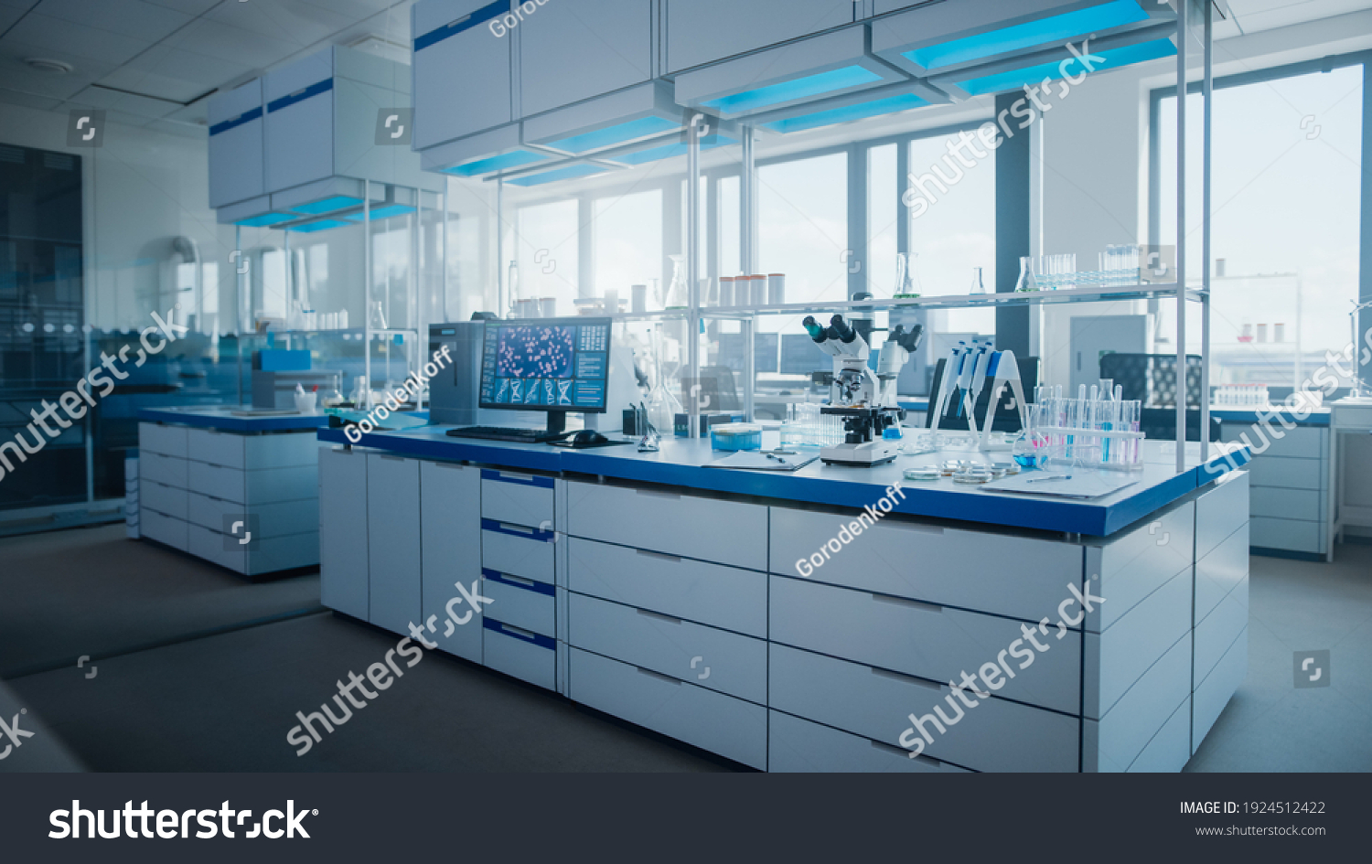 Modern Medical Research Laboratory Computer Microscope Stock Photo ...