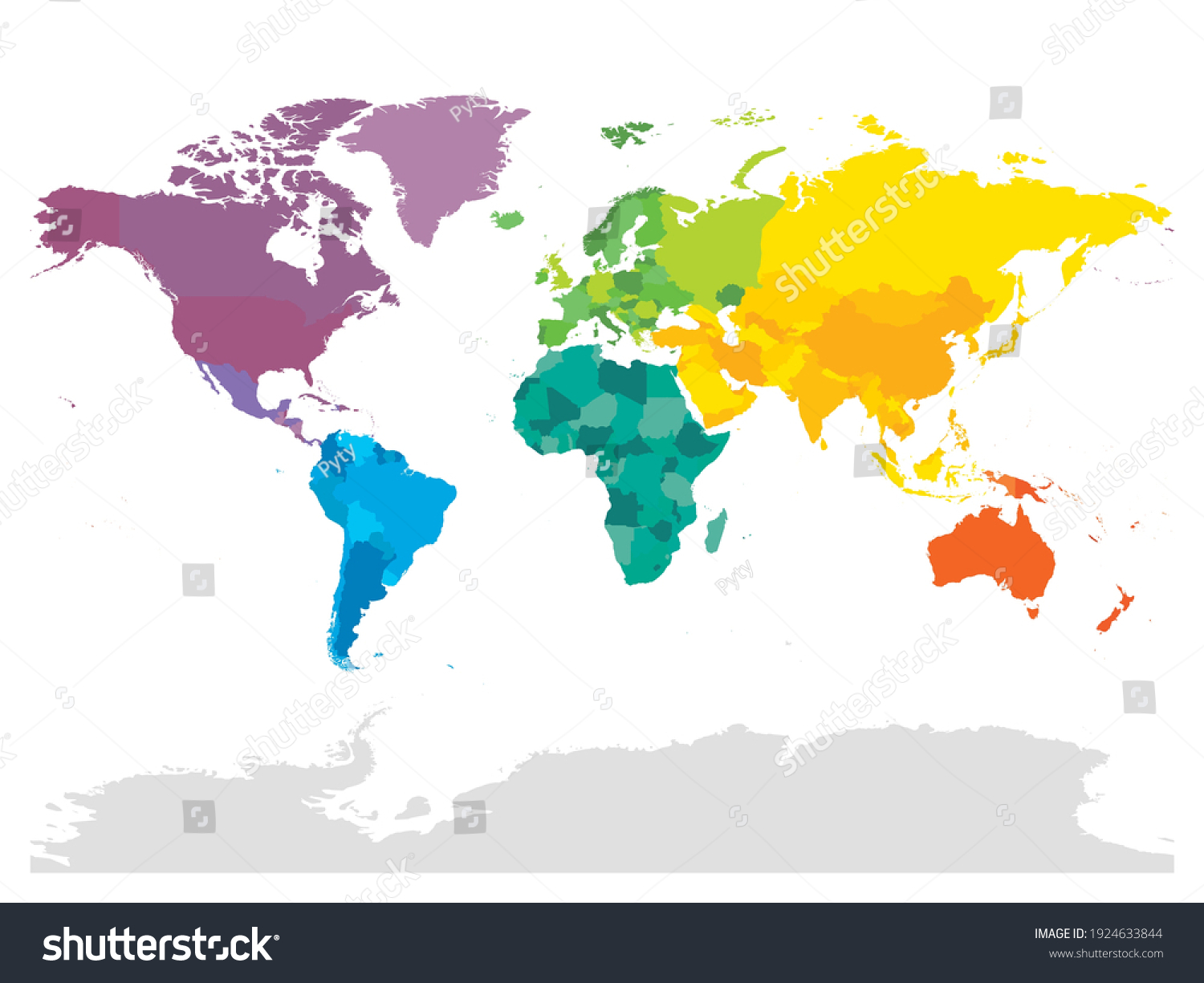 Colorful Political Map World Different Colour Stock Vector (Royalty ...