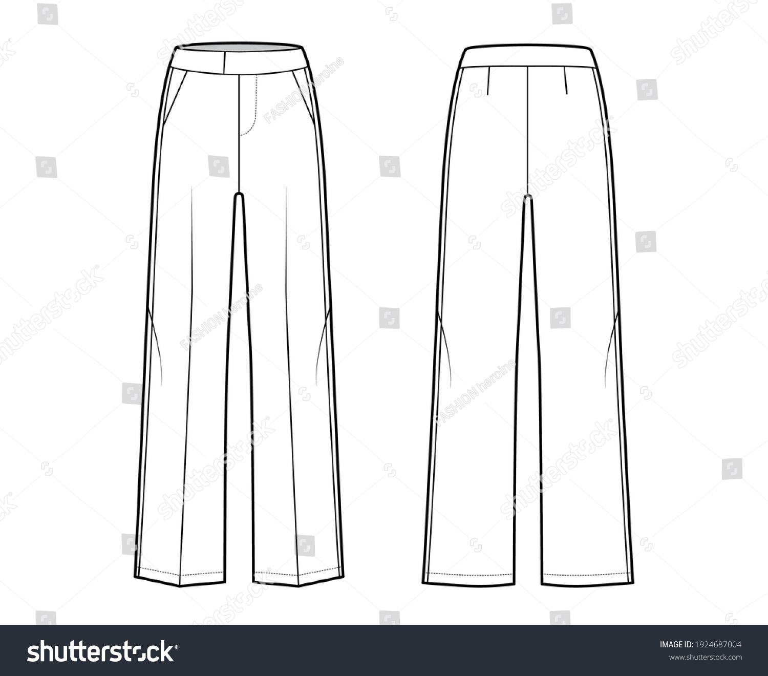 Pants Tuxedo Technical Fashion Illustration Extended Stock Vector ...