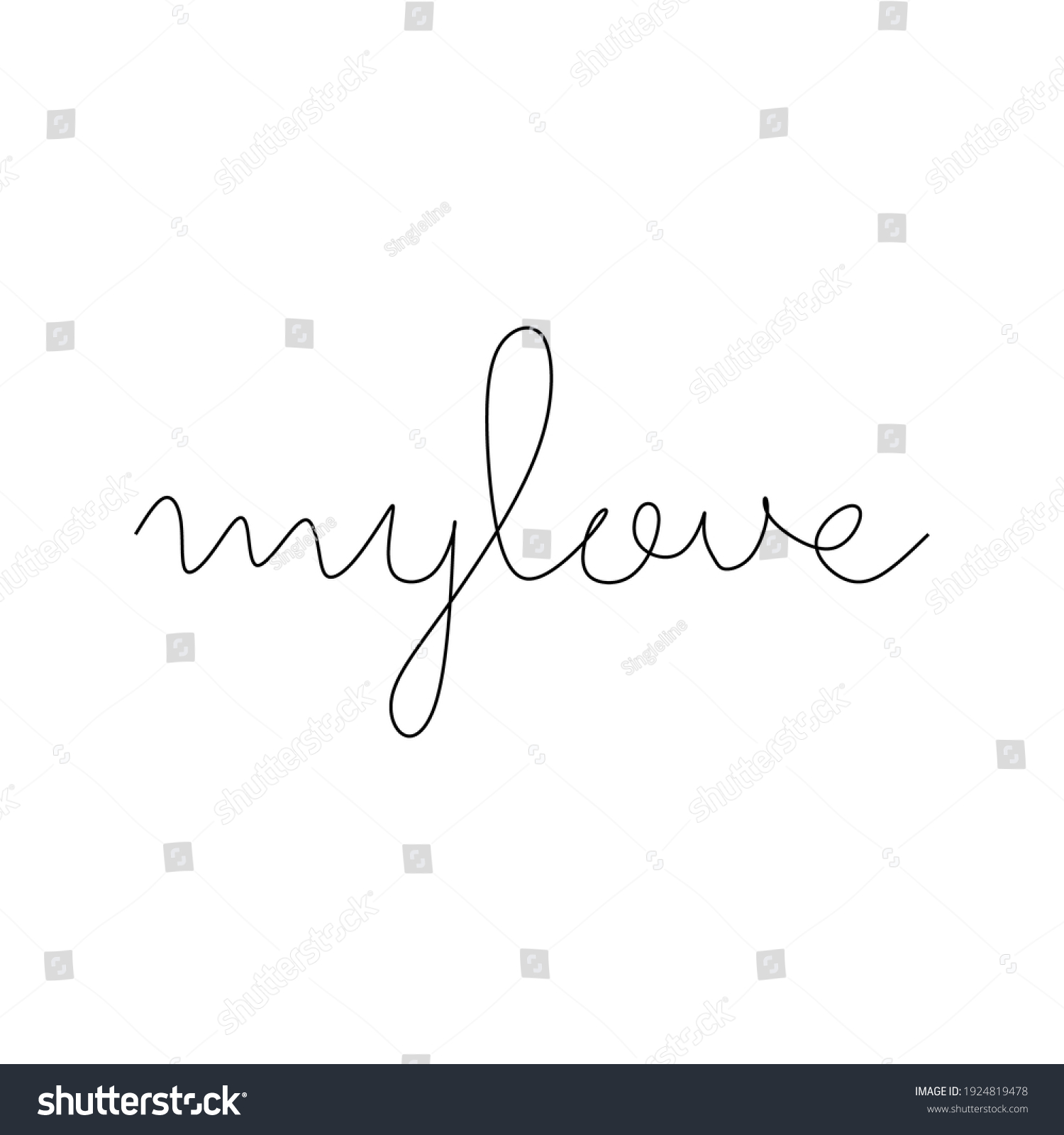 Continuous Line Drawing My Love Word Stock Vector (Royalty Free ...