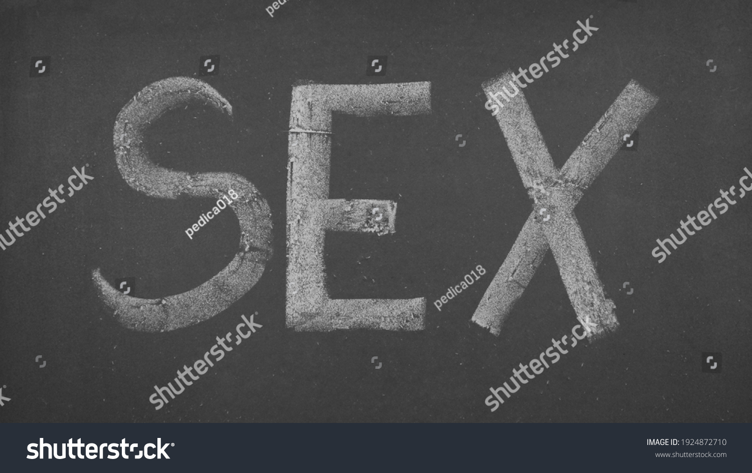 Φωτογραφία στοκ 1924872710 για Sex Letters Written Chalk Blackboard Shutter...