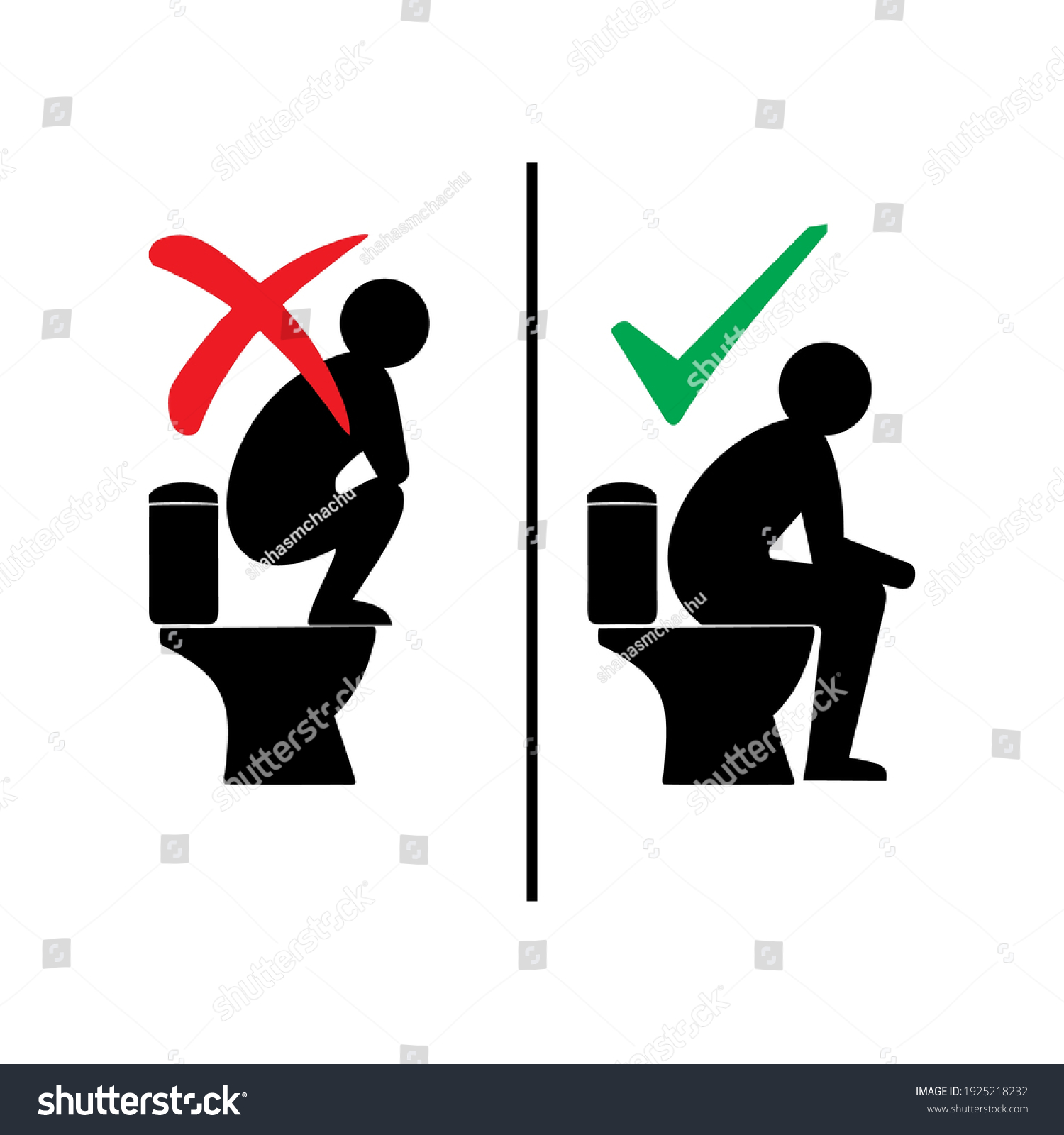 Vector Right Toilet Siting Position Sign Stock Vector (Royalty Free ...