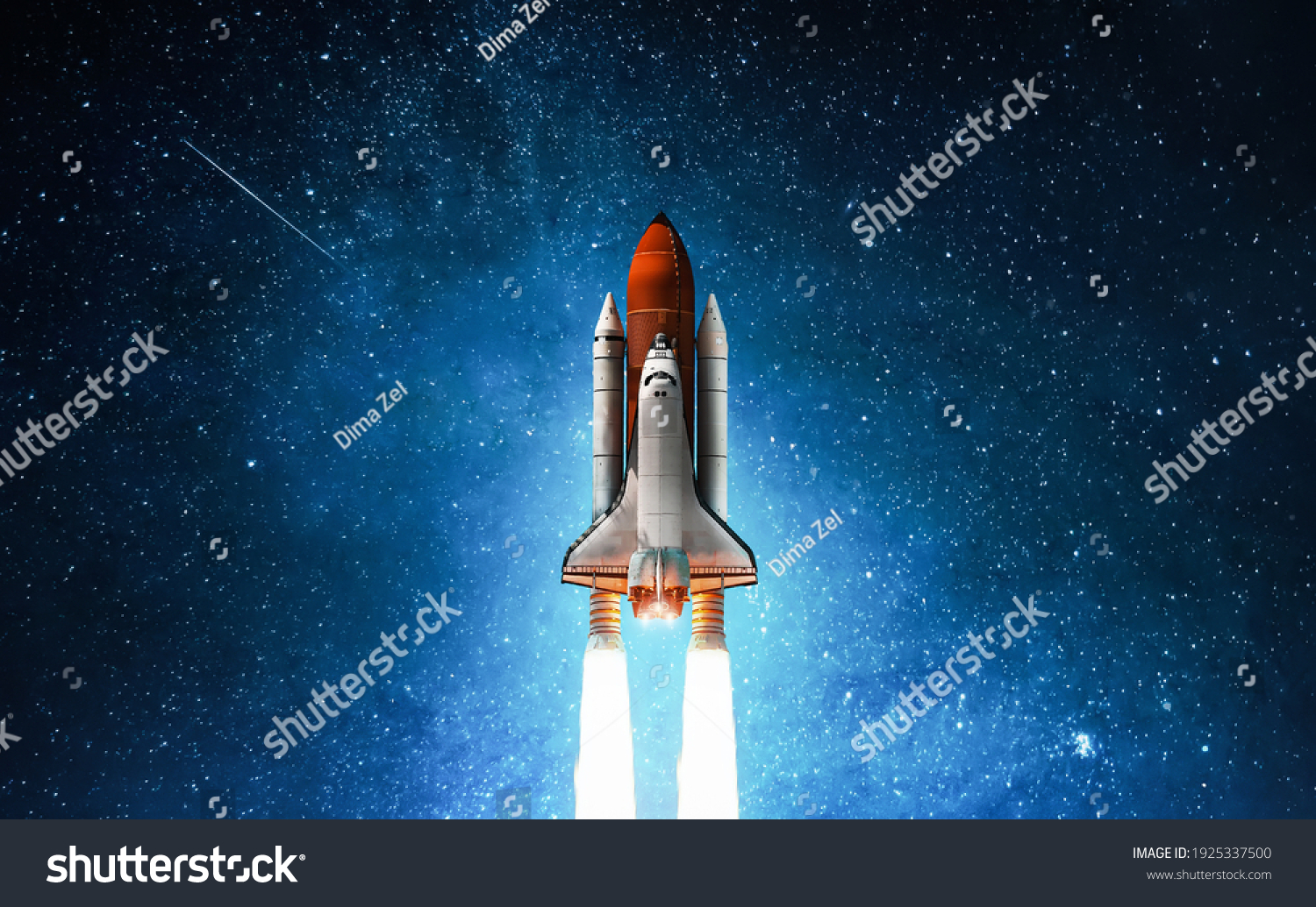 Spaceship Deep Space Starry Sky Blue Stock Photo 1925337500 | Shutterstock