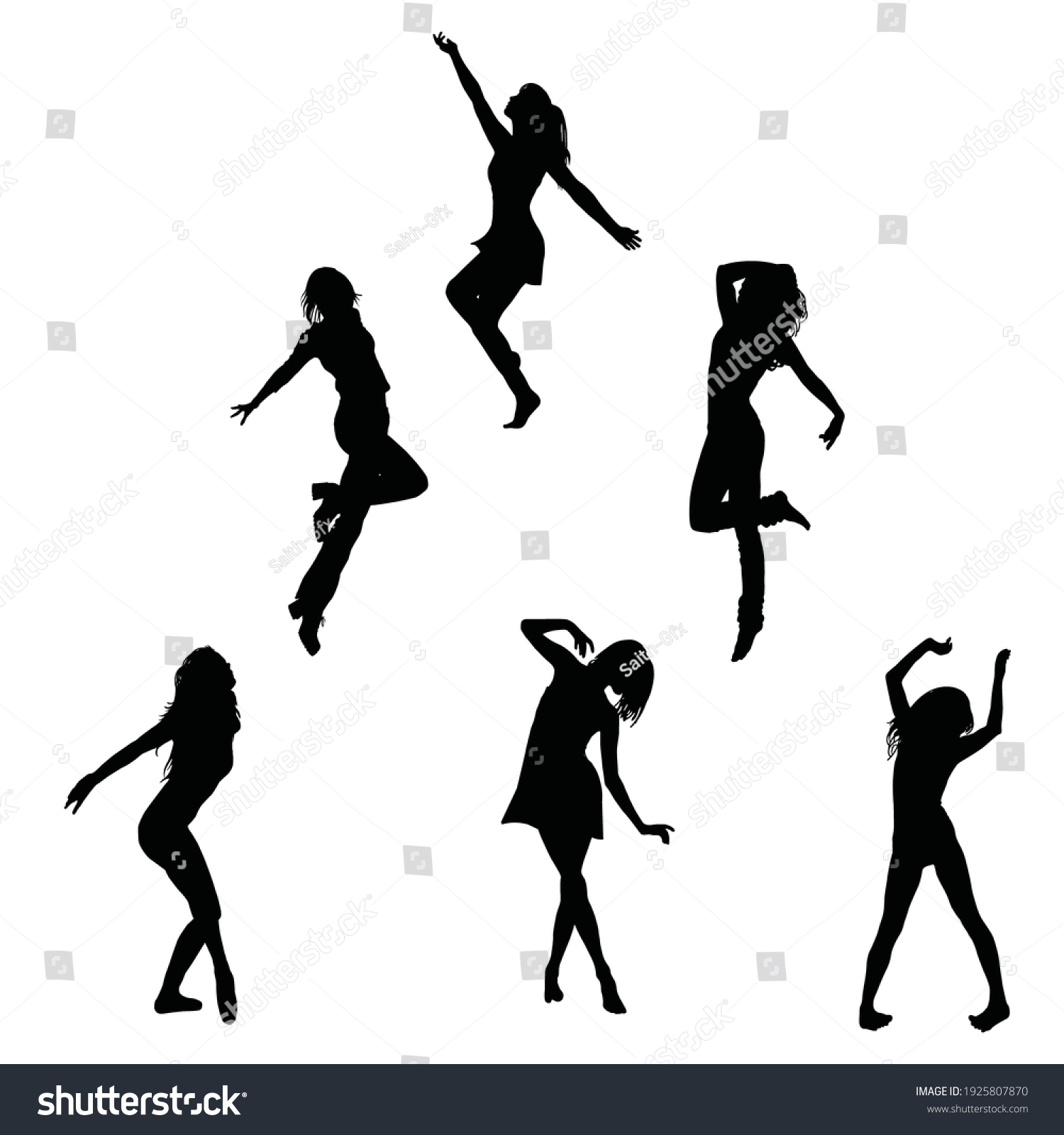 Dancing Women Silhouettes New Pack Stock Vector (Royalty Free ...