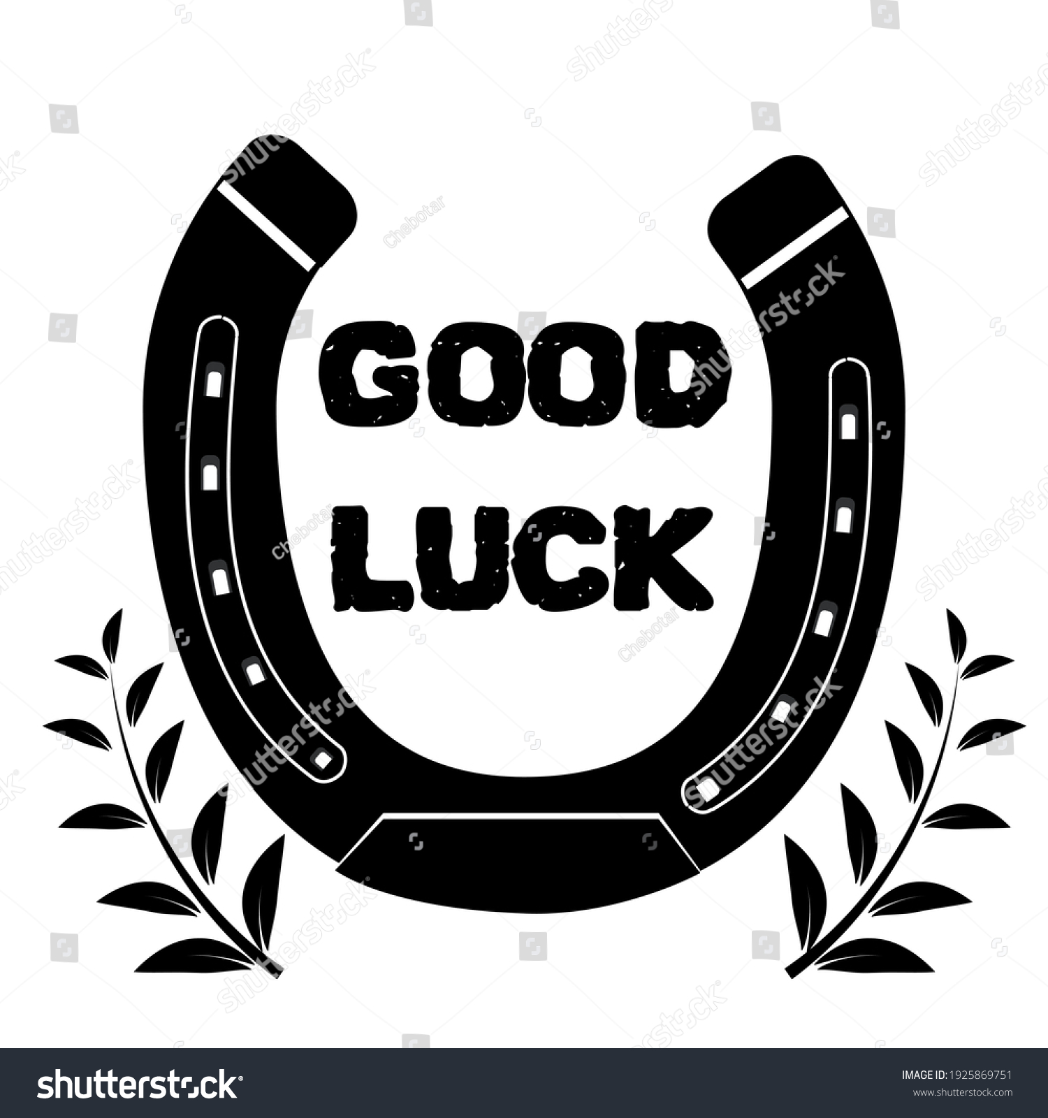 Good Luck Black Horseshoe Flat Design Stock Vector (Royalty Free ...