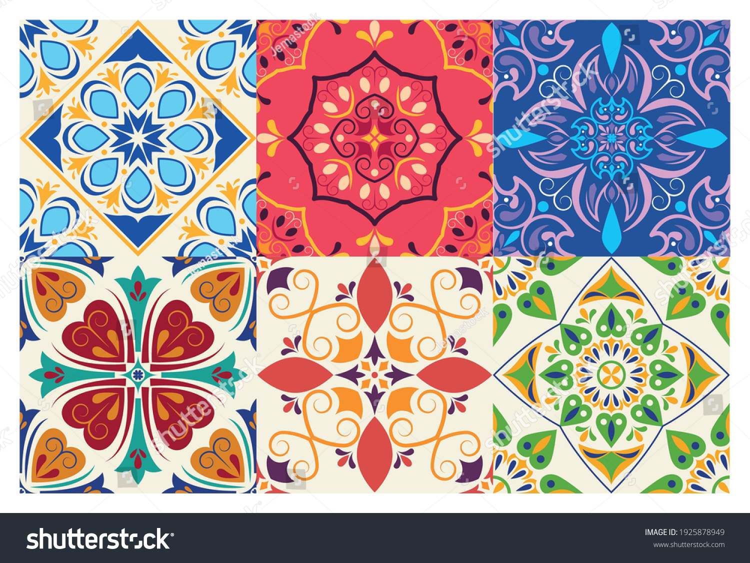 Bundle Six Art Italian Style Ceramic Stock Vector (Royalty Free ...