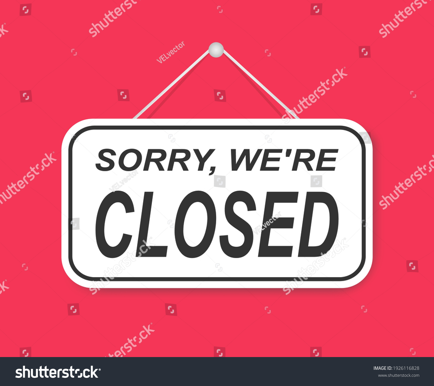 Sorry Were Closed Door Sign Isolated Stock Vector (Royalty Free ...