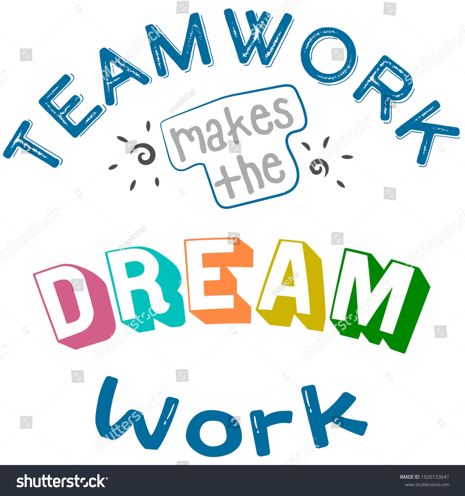 Teamwork Makes Dream Work Short Phrases Stock Vector (Royalty Free ...