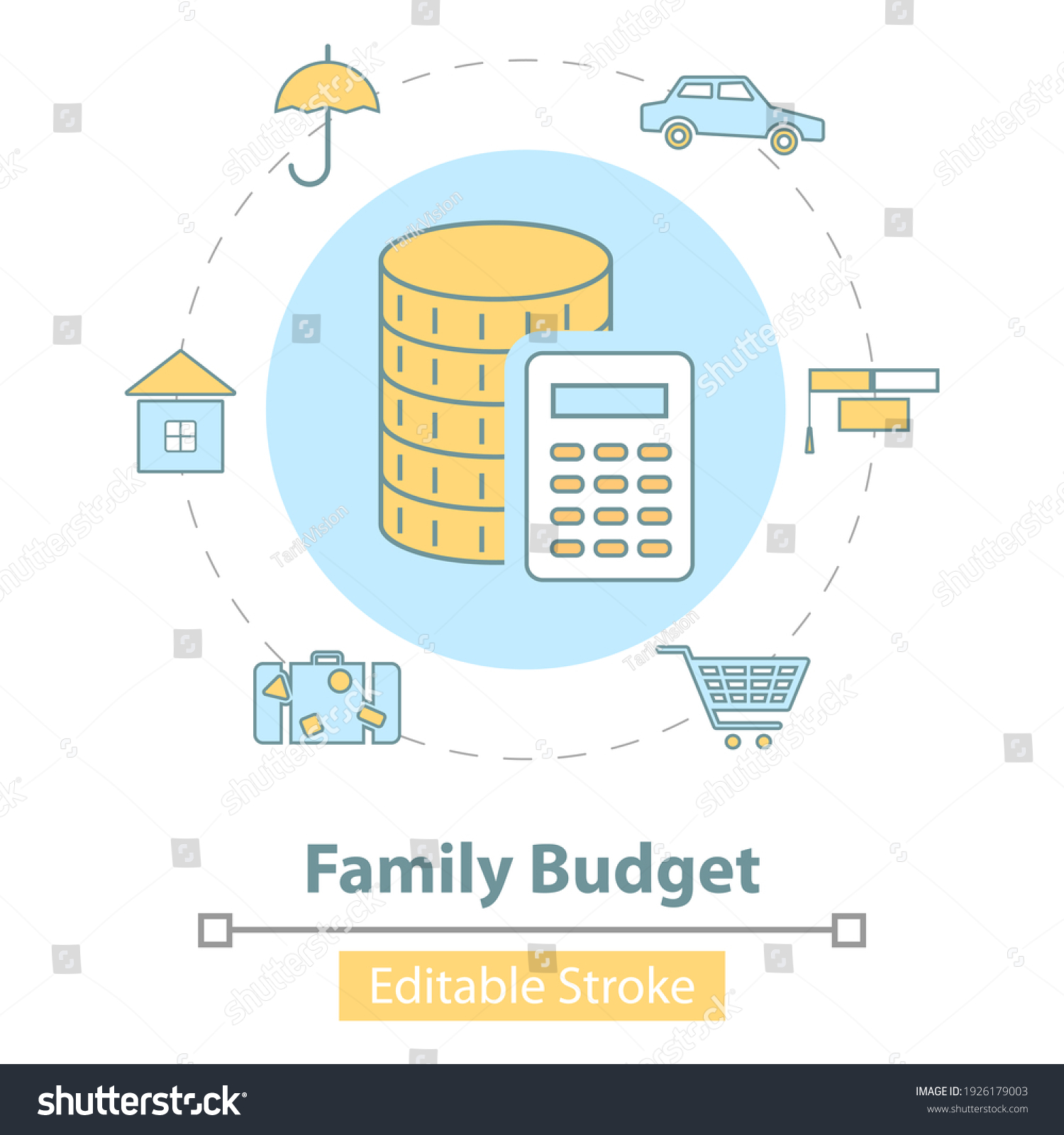 Icon Family Budget Management Financial Calculations Stock Illustration ...