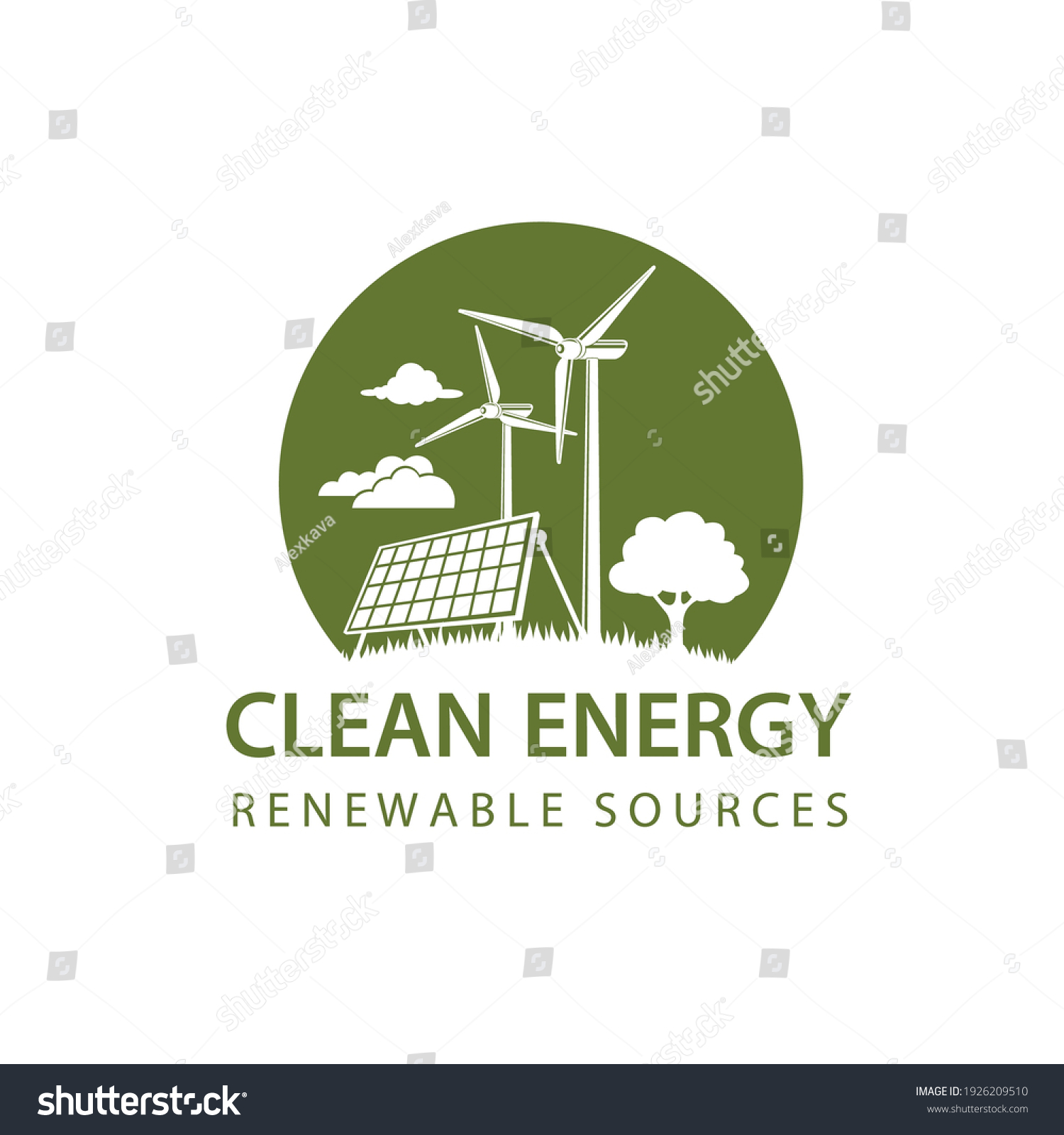 Renewable Energy Icon Wind Turbine Solar Stock Vector (Royalty Free ...