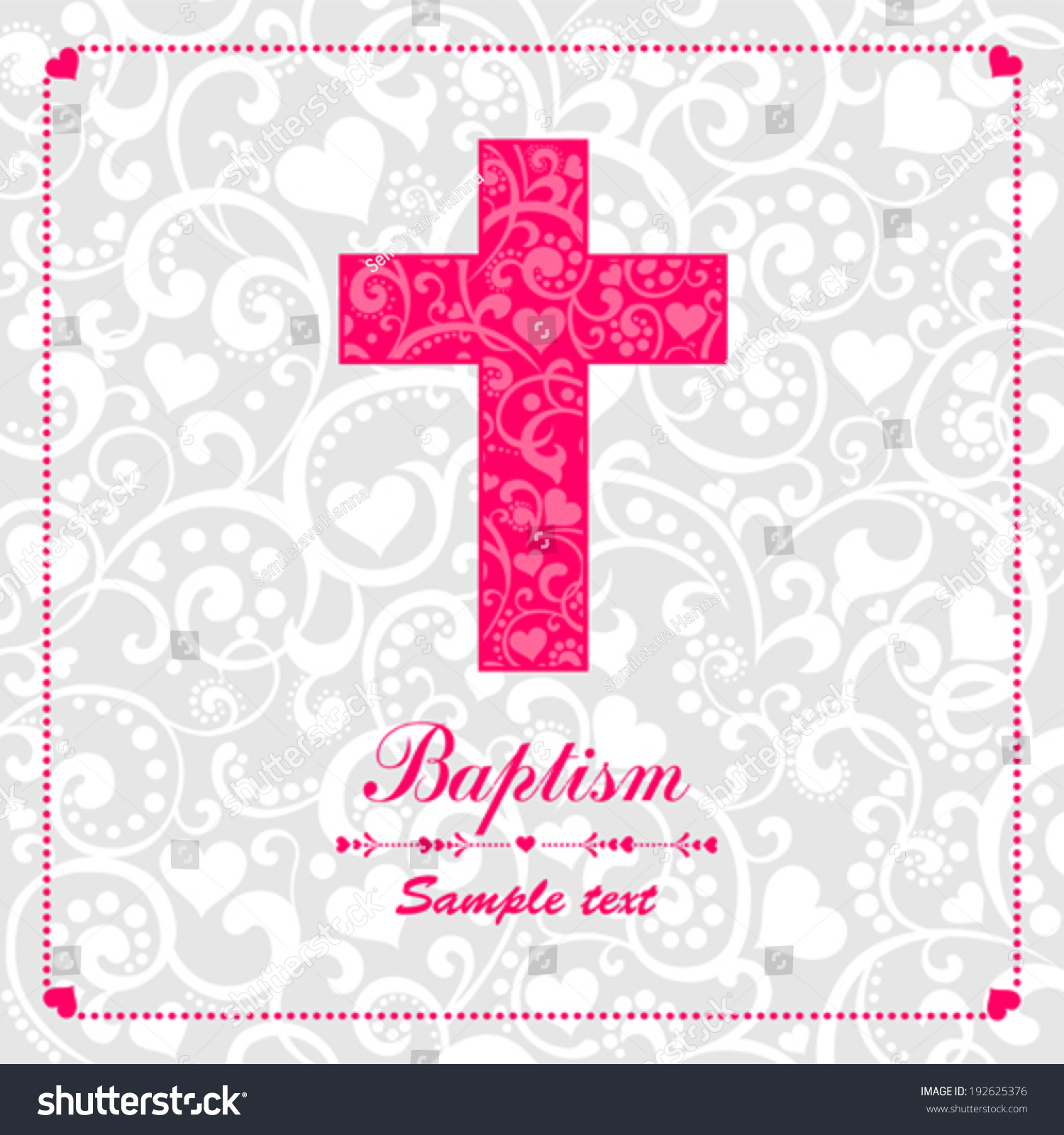 Baptism Card Design Cross Vector Illustration Stock Vector Royalty   Stock Vector Baptism Card Design With Cross Vector Illustration 192625376 