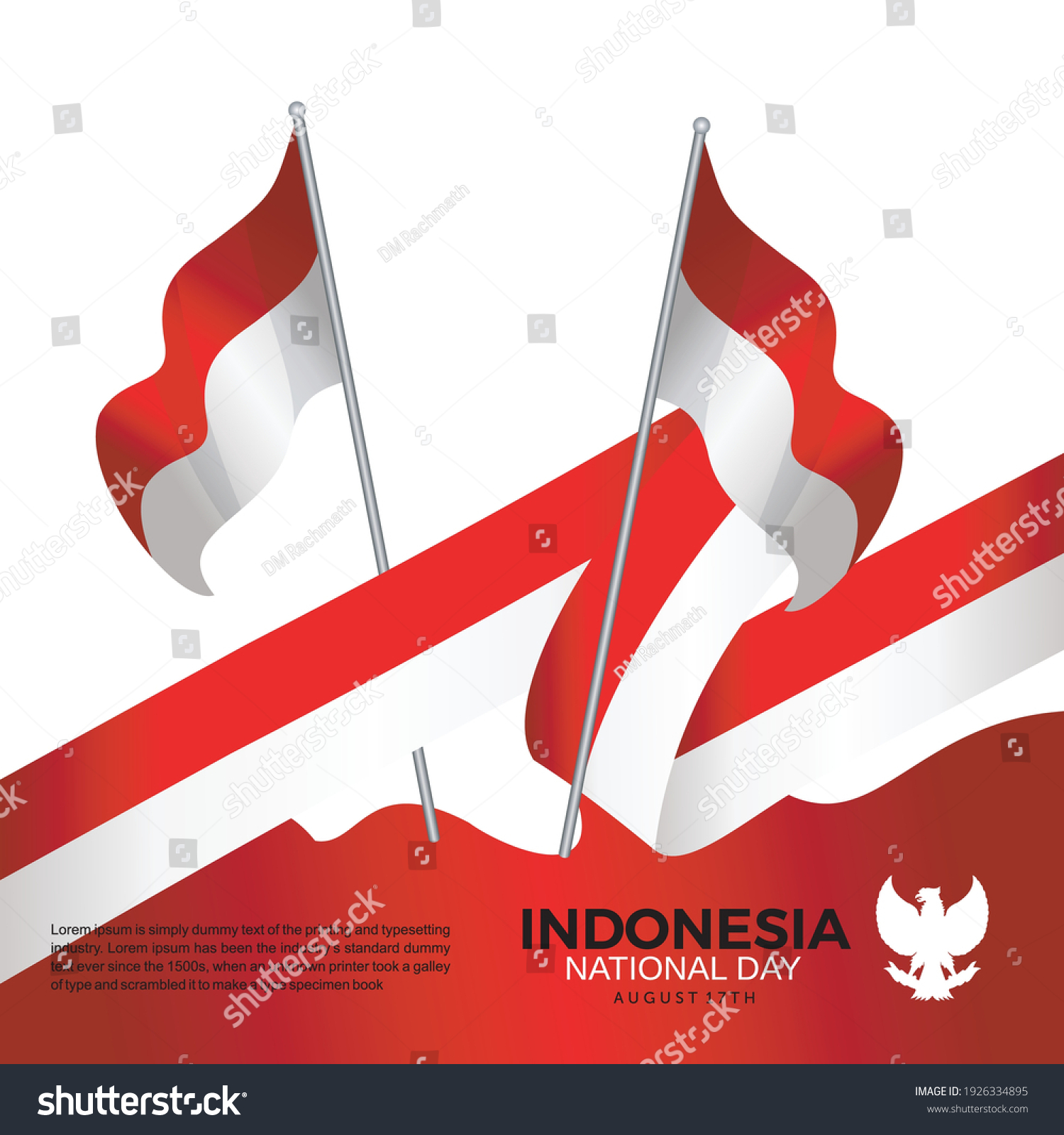 Happy Indonesia National Day Country Flag Stock Vector (Royalty Free