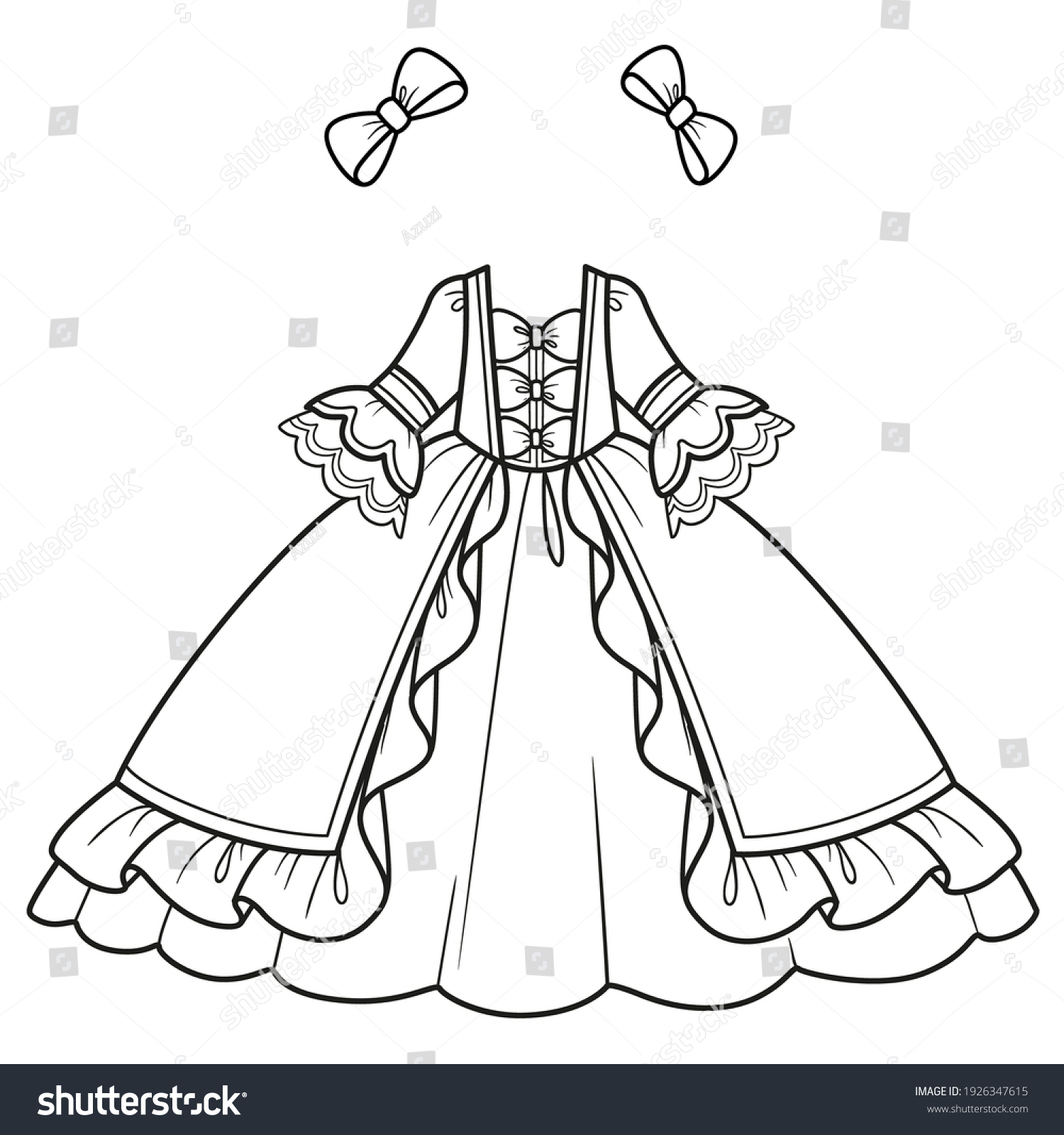 Ball Gown Lush Skirt Bows Outline Stock Vector (Royalty Free ...