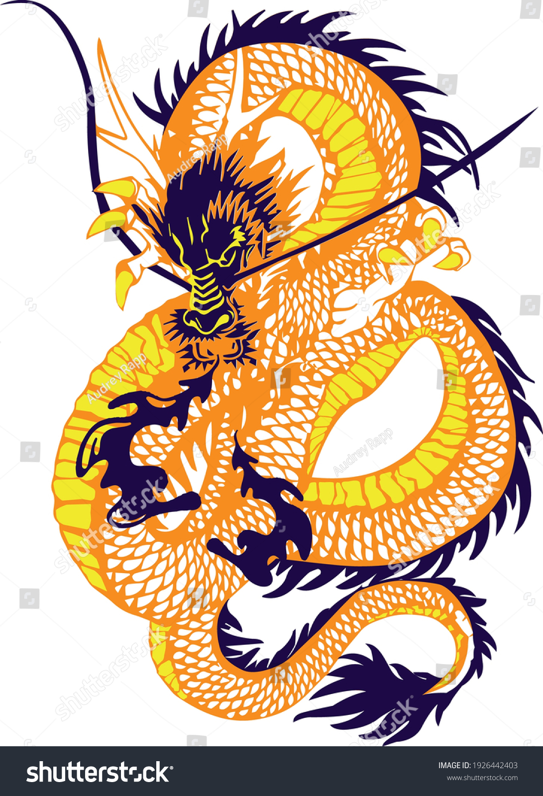 Dragon Blowing Fire Japan Stock Vector (Royalty Free) 1926442403 ...