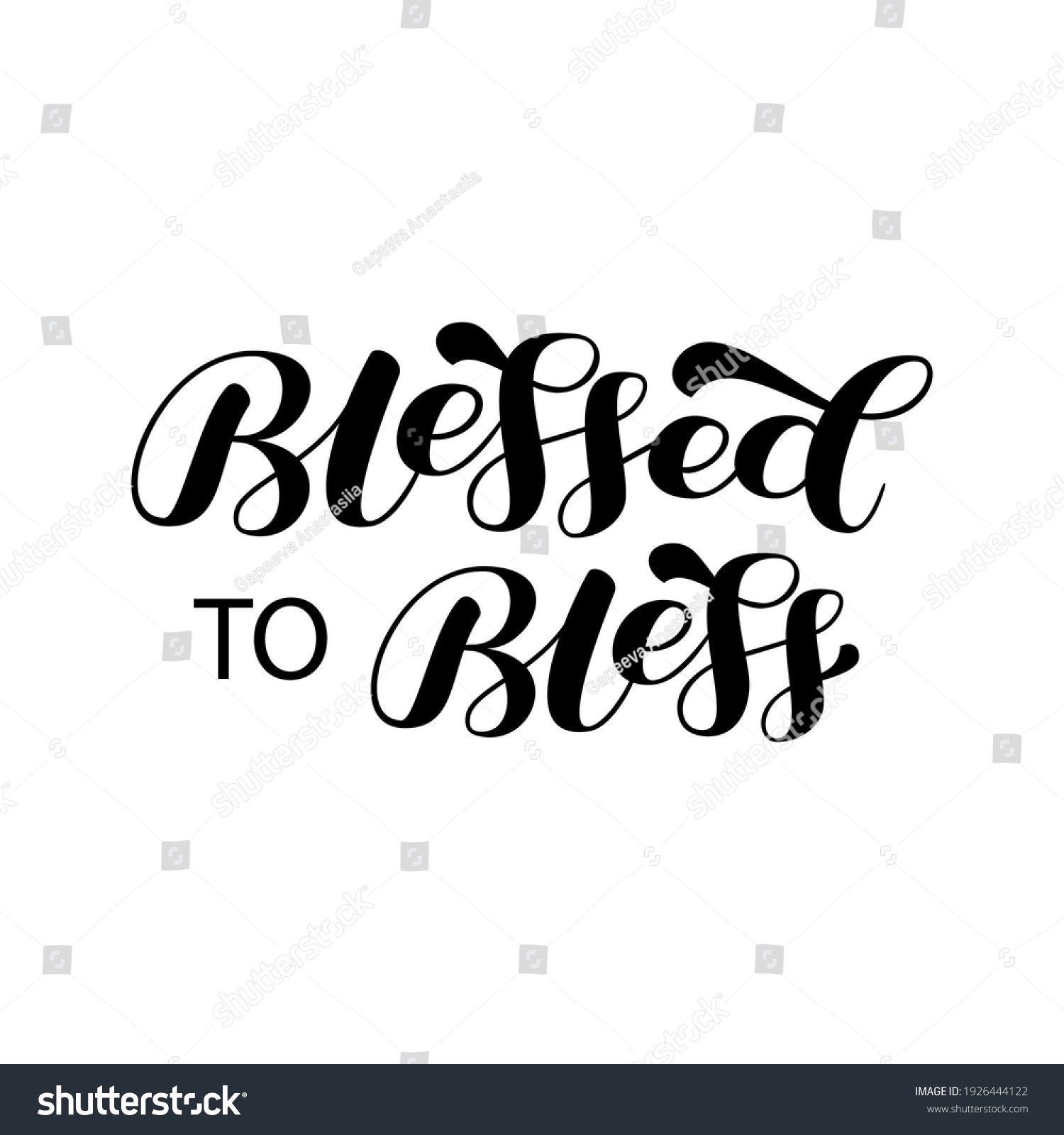 Blessed Bless Brush Lettering Quote Card Stock Vector (Royalty Free ...