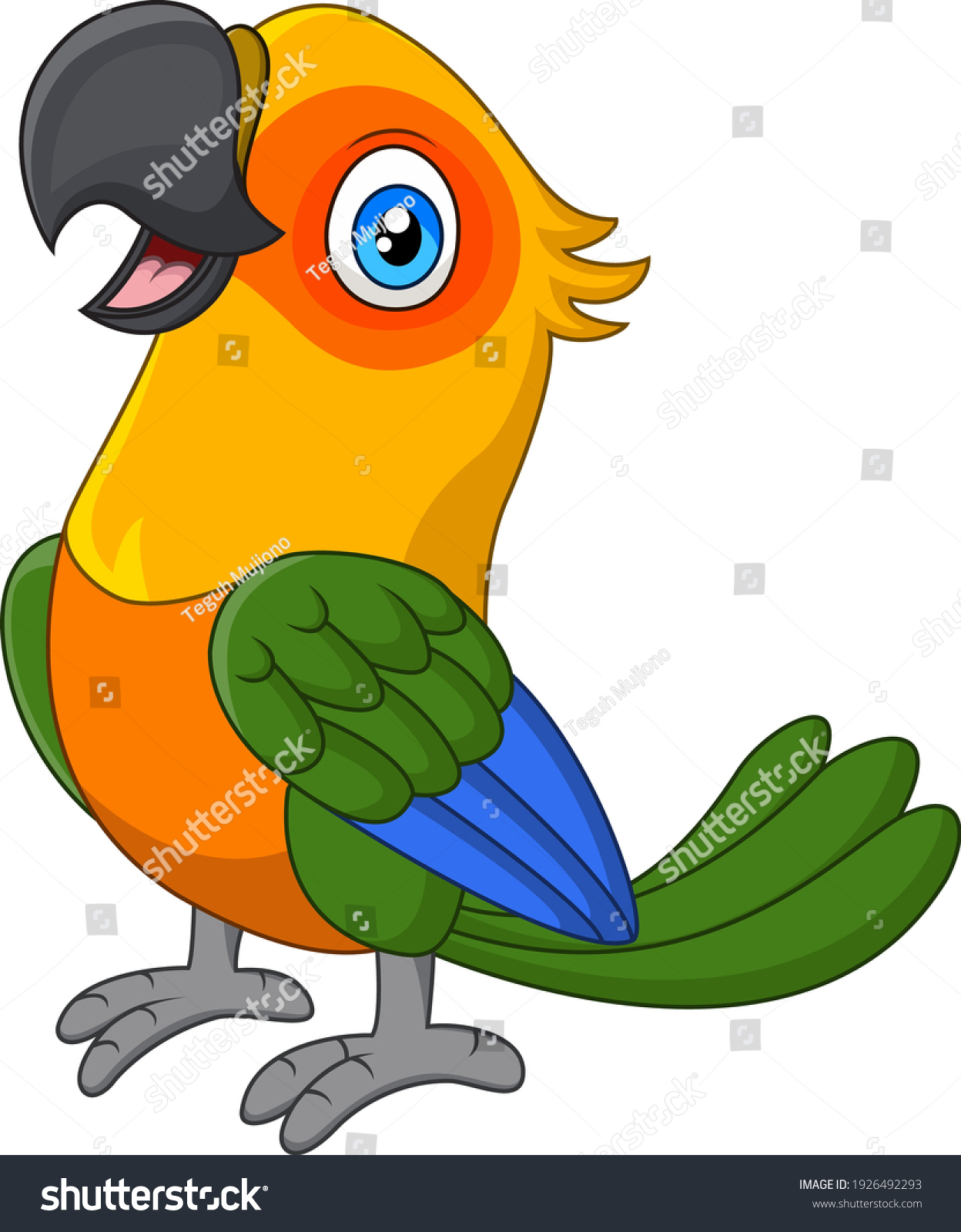 Cartoon Funny Macaw On White Background Stock Vector (Royalty Free ...