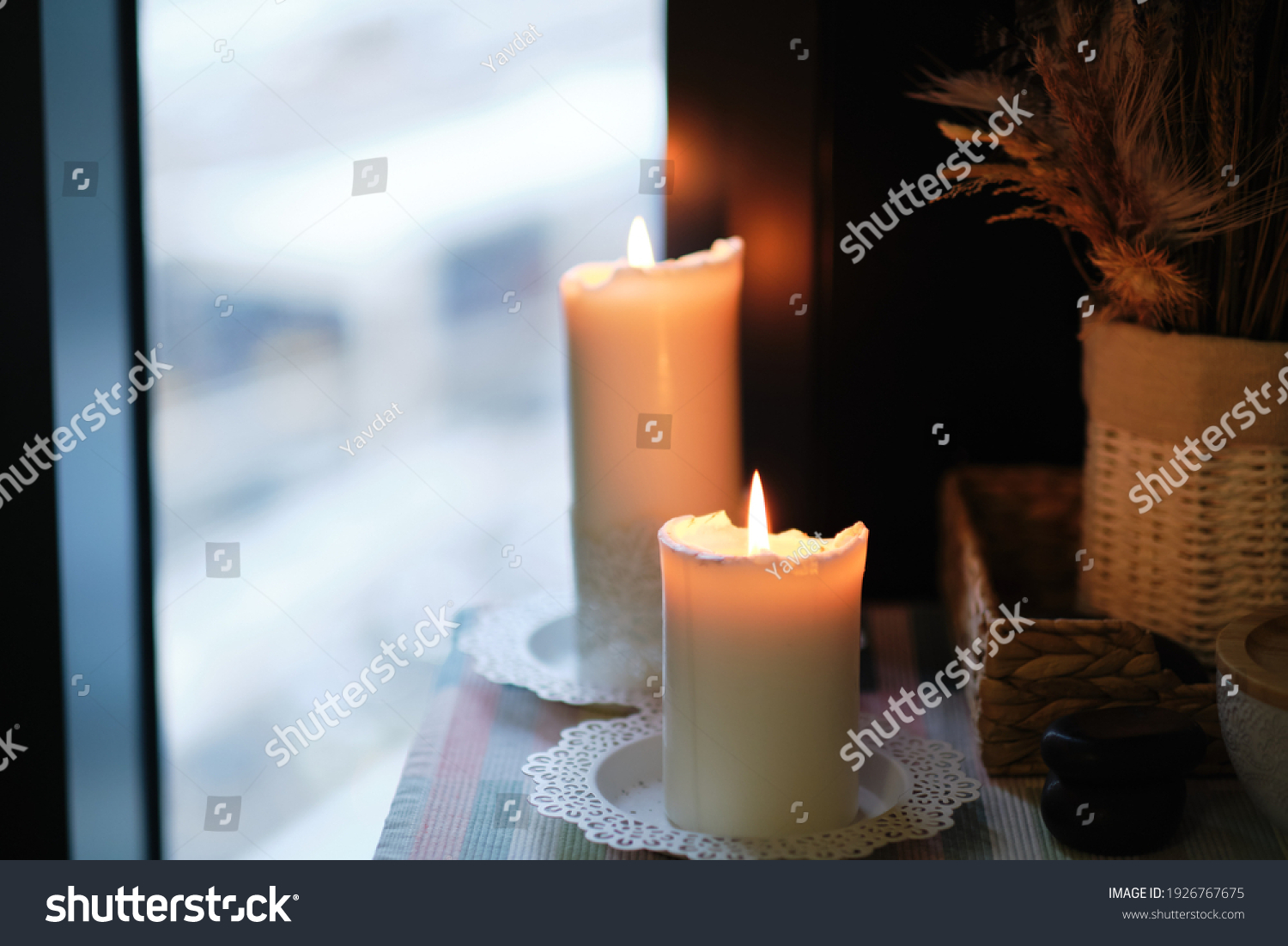 Aromatherapy Votive Candles Burning Soft Glowing Stock Photo 1926767675