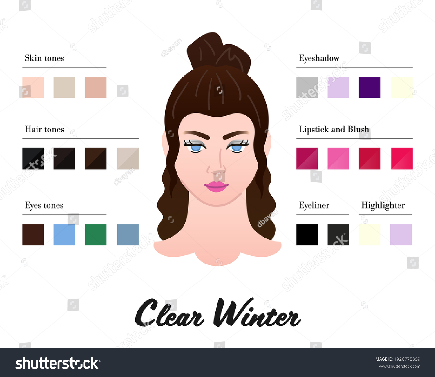 Women Appearance Color Types Analysis Clear Stock Vector (Royalty Free ...